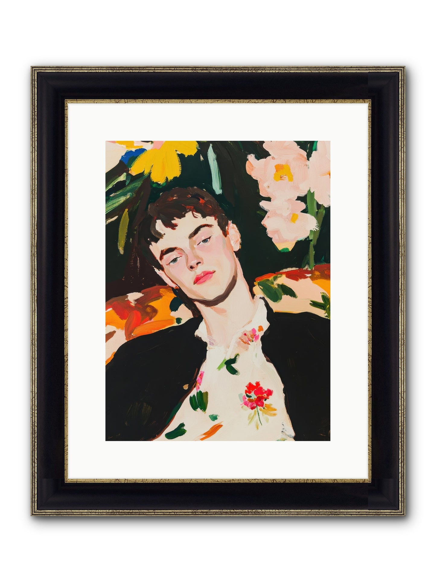 Charisma In Repose Framed Print - Black & Gold 12x16