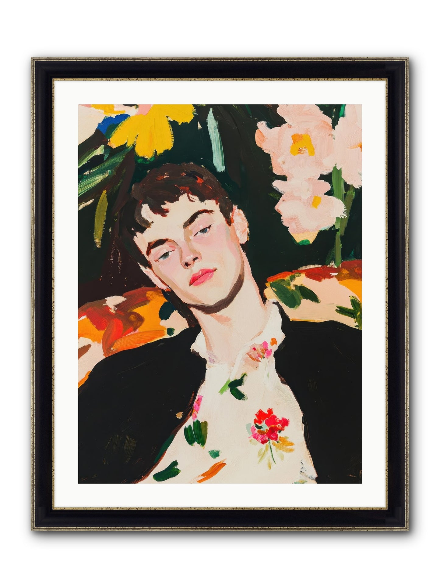 Charisma In Repose Framed Print - Black & Gold 24x32