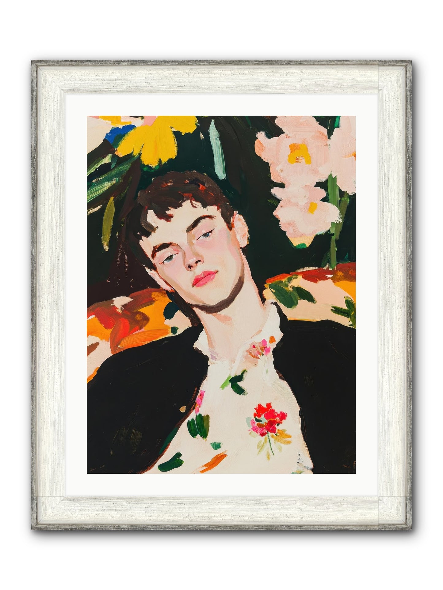 Charisma In Repose Framed Print - Driftwood White 24x32