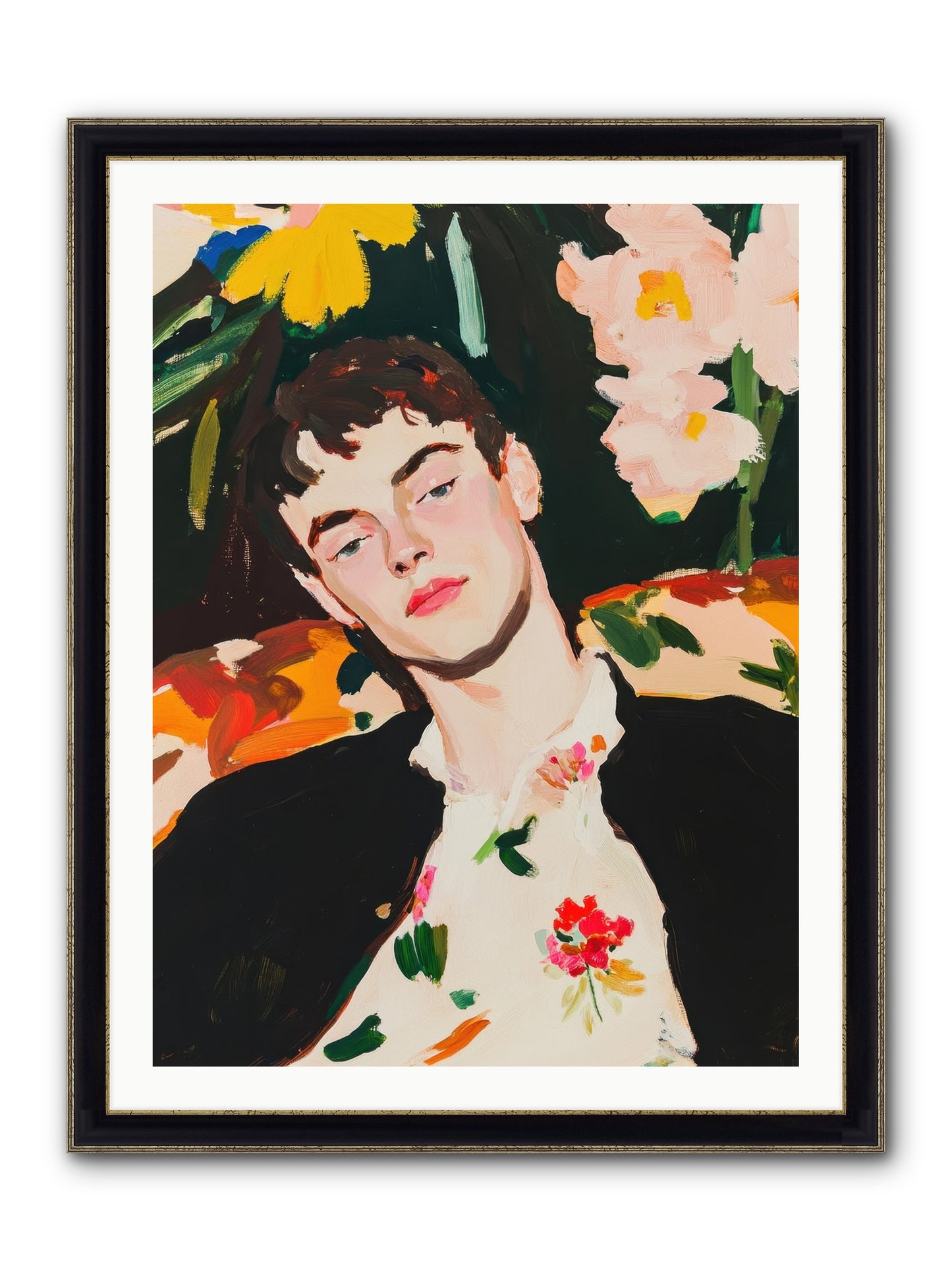 Charisma In Repose Framed Print - Black & Gold 30x40