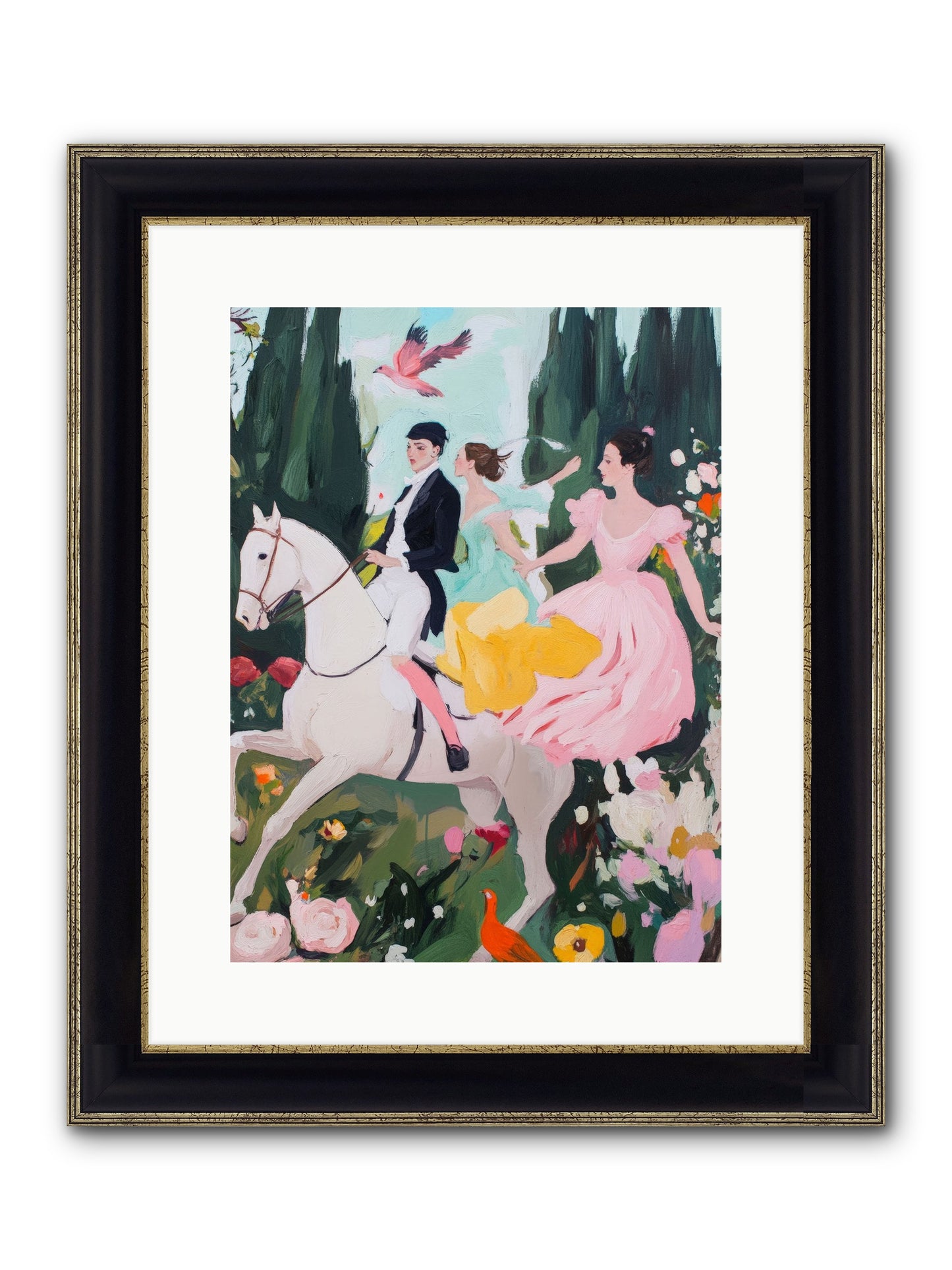 Chasing Wild Hedges No.1 Framed Print - Black & Gold 12x16