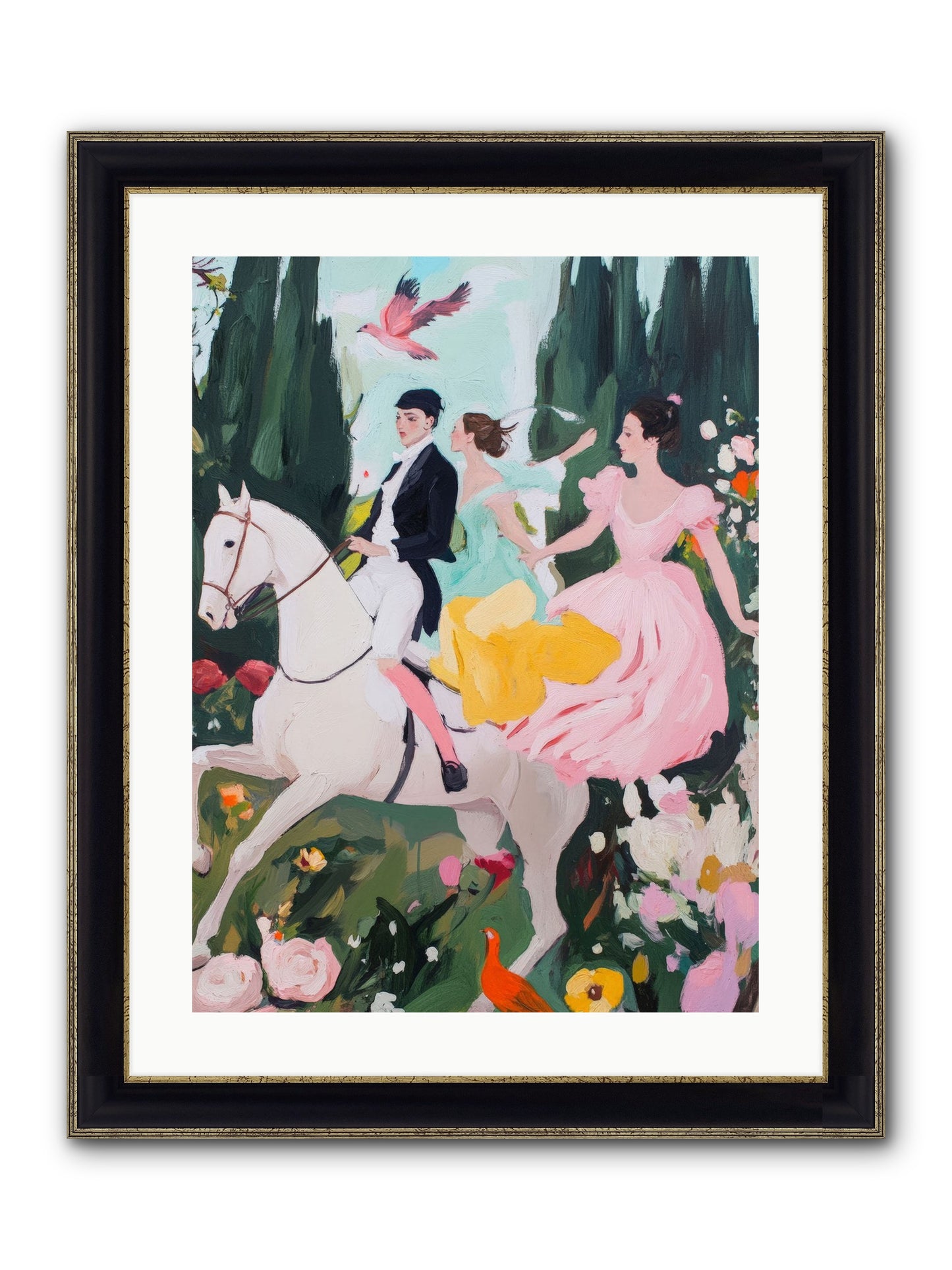 Chasing Wild Hedges No.1 Framed Print - Black & Gold 18x24