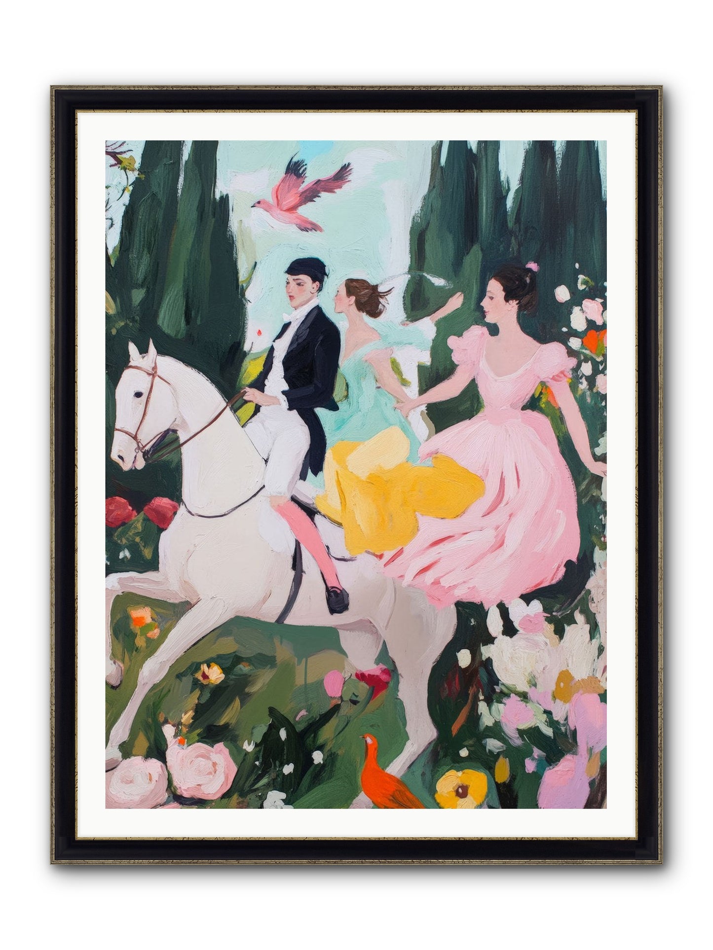 Chasing Wild Hedges No.1 Framed Print - Black & Gold 36x48