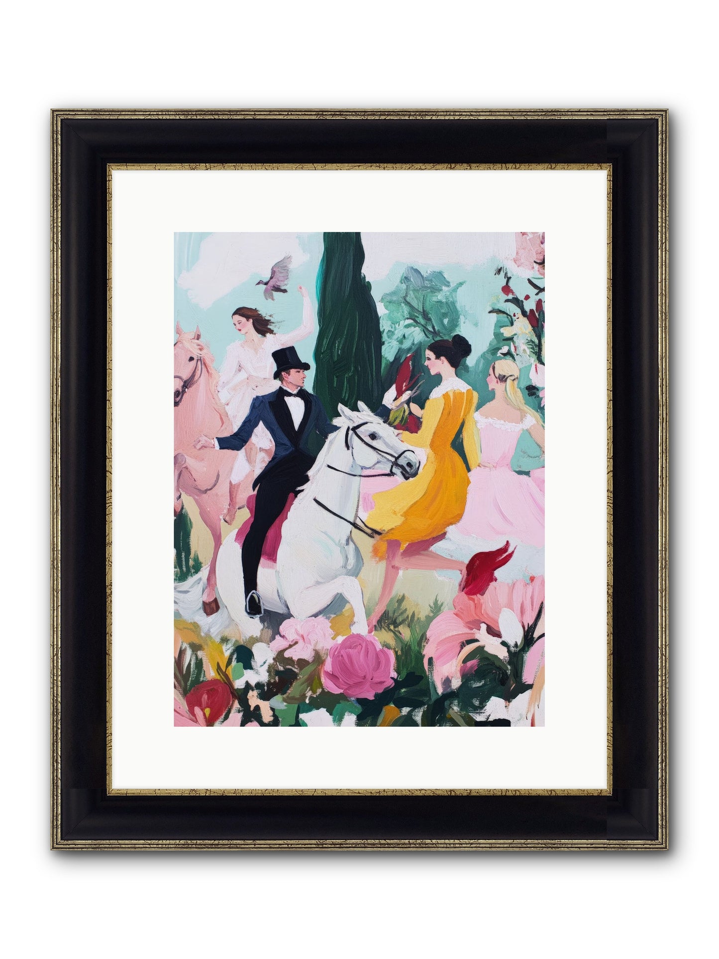 Chasing Wild Hedges No.2 Framed Print - Black & Gold 12x16