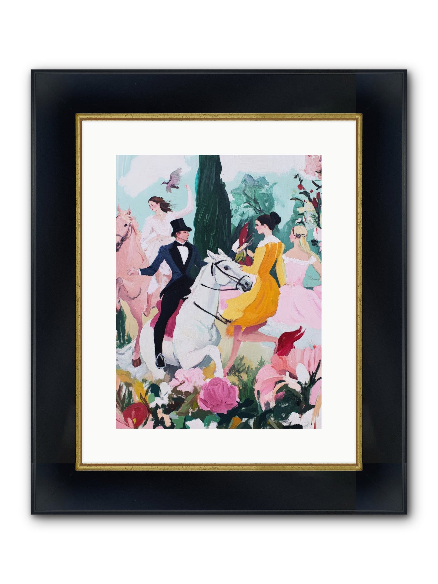 Chasing Wild Hedges No.2 Framed Print - Wide Black w/Gold 12x16