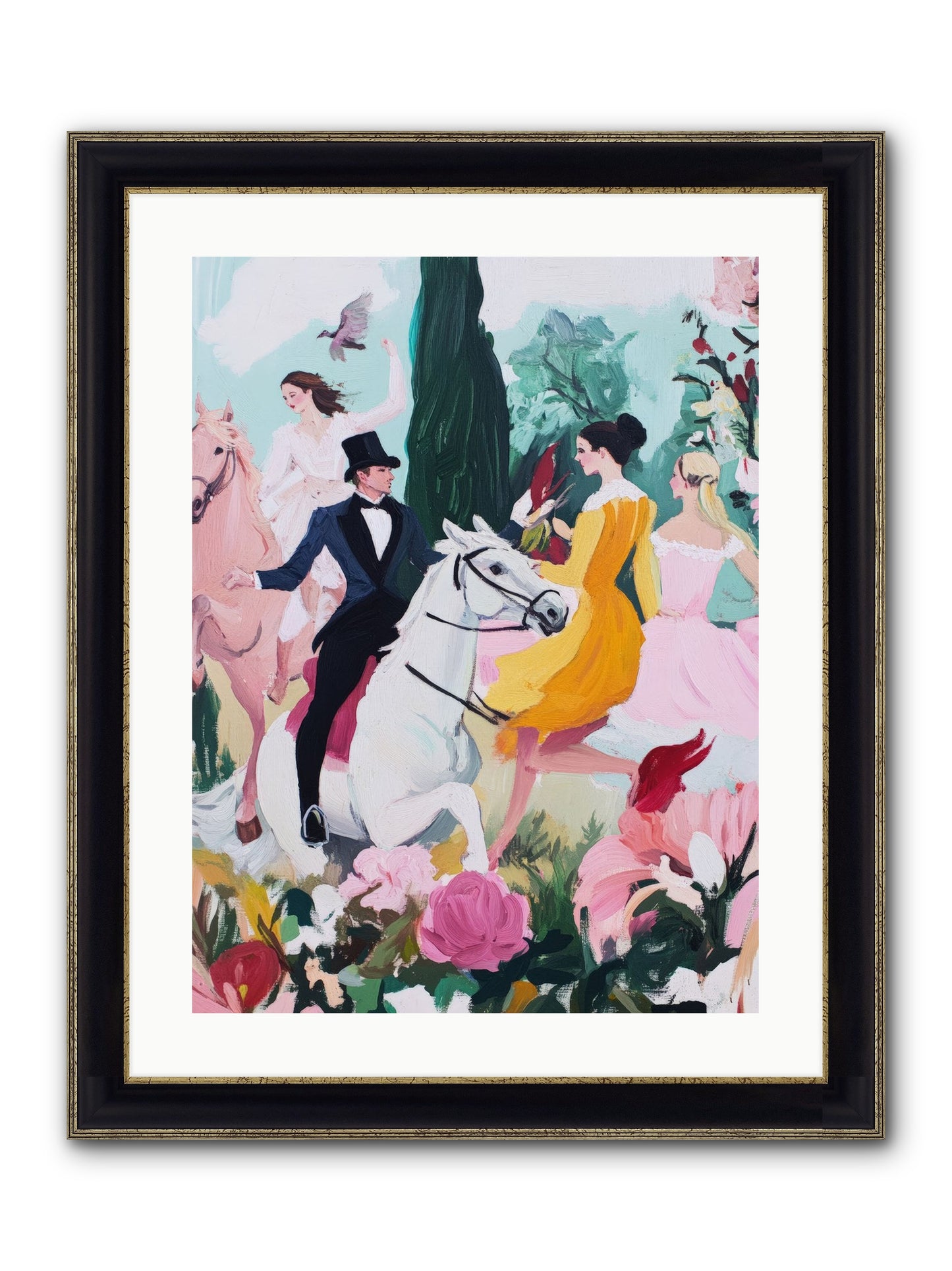 Chasing Wild Hedges No.2 Framed Print - Black & Gold 18x24