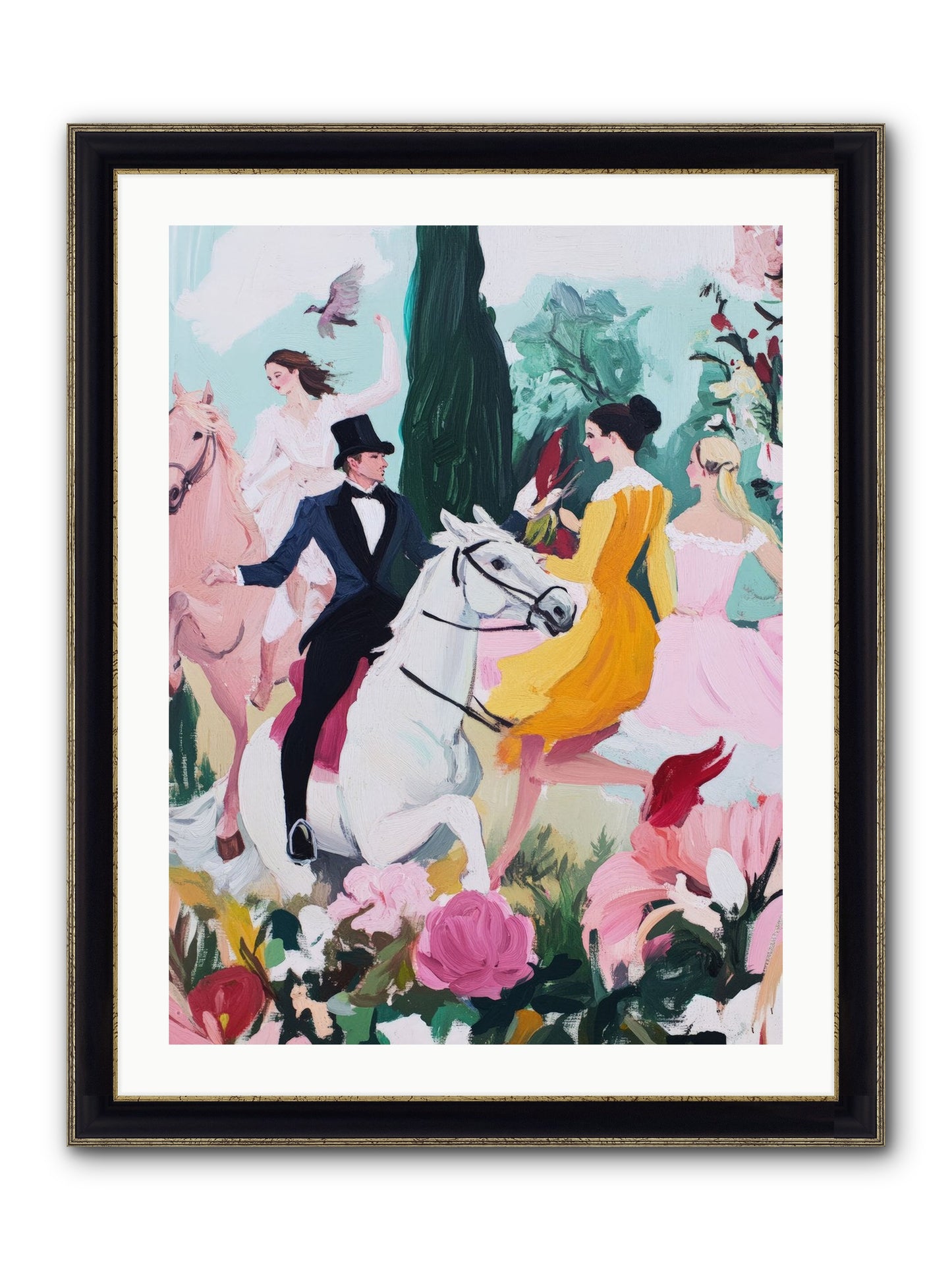 Chasing Wild Hedges No.2 Framed Print - Black & Gold 24x32