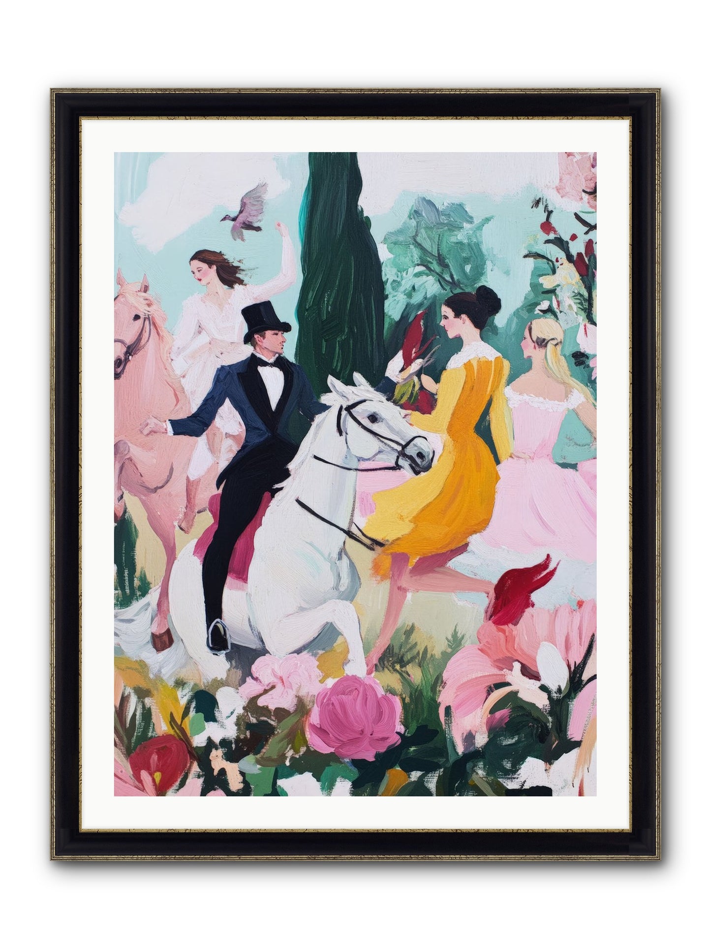 Chasing Wild Hedges No.2 Framed Print - Black & Gold 30x40