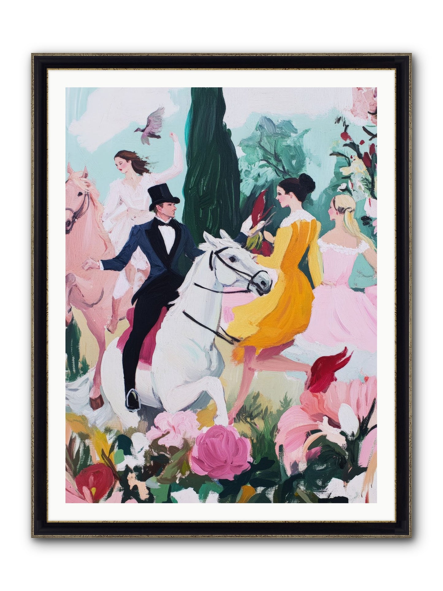 Chasing Wild Hedges No.2 Framed Print - Black & Gold 36x48