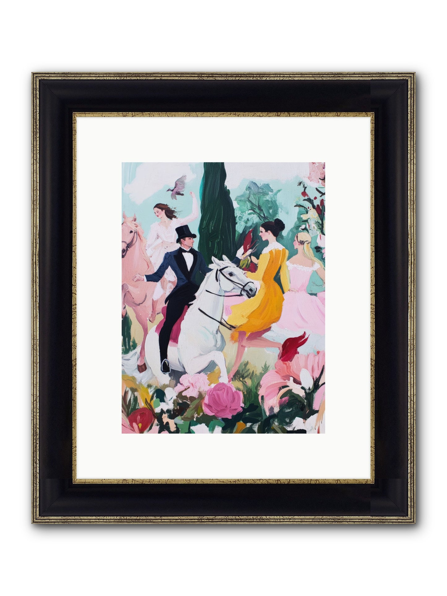 Chasing Wild Hedges No.2 Framed Print - Black & Gold 9x12