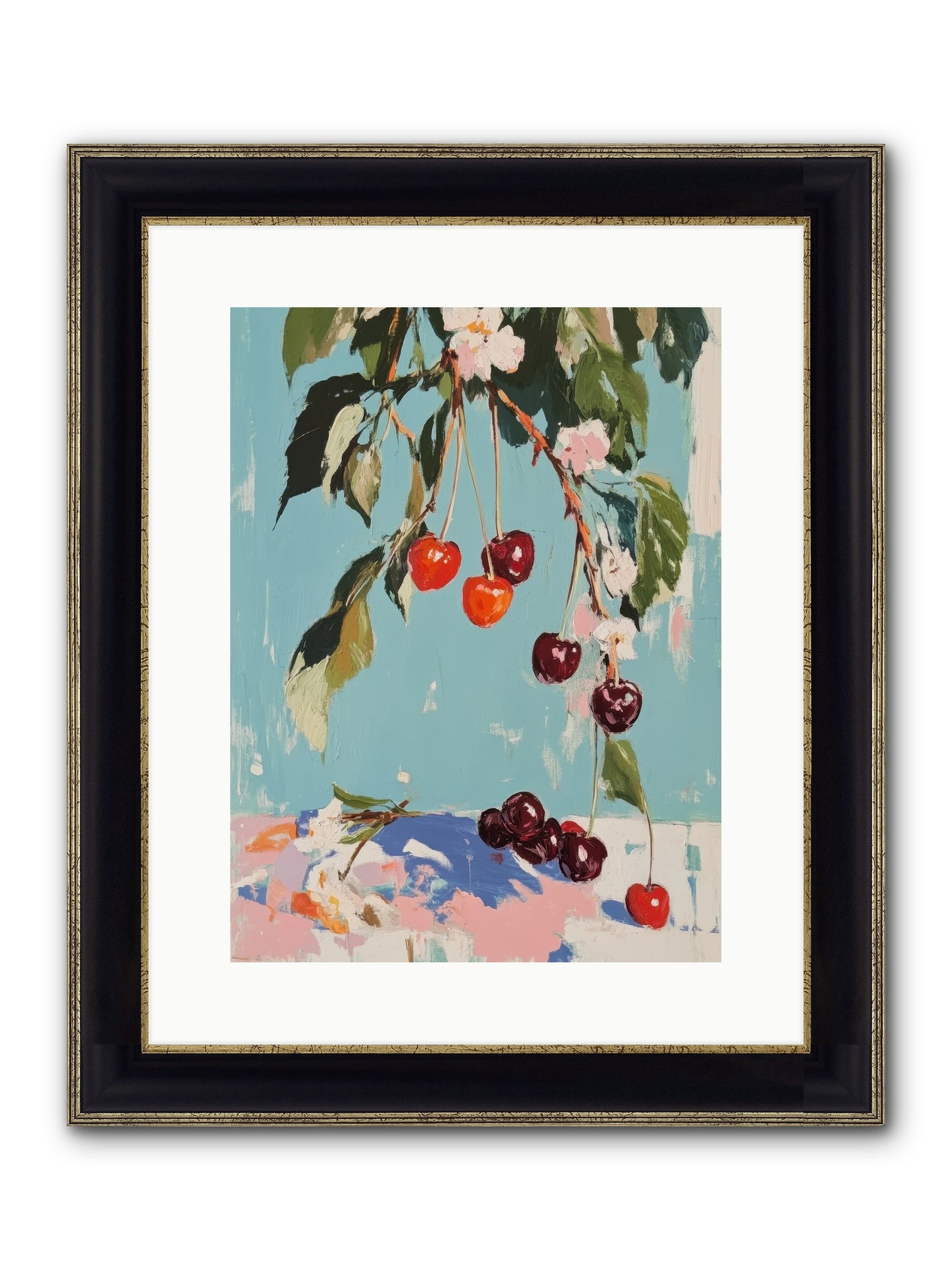 Cherry Jubilee Framed Print - Black & Gold 12x16