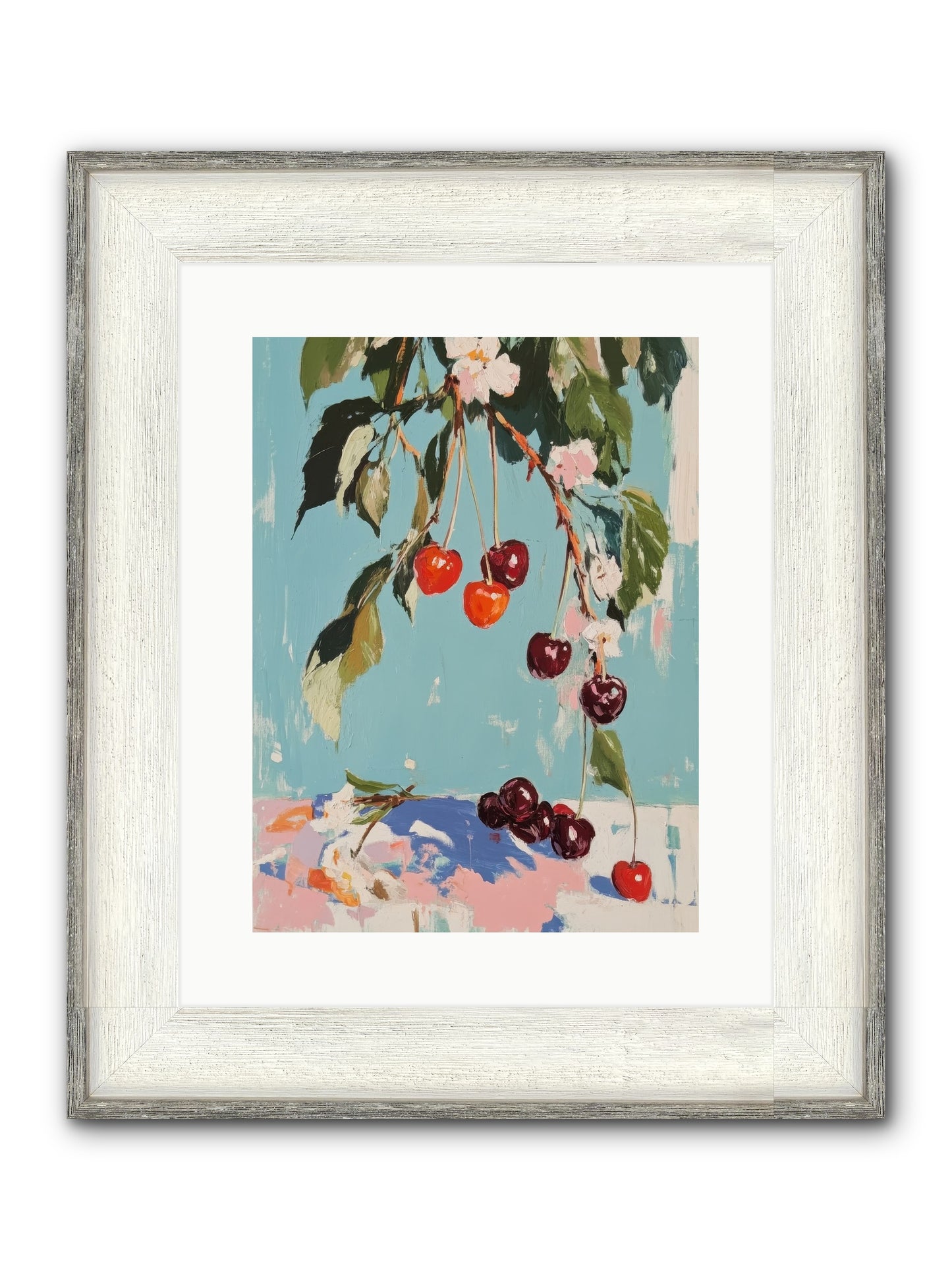 Cherry Jubilee Framed Print - Driftwood White 12x16
