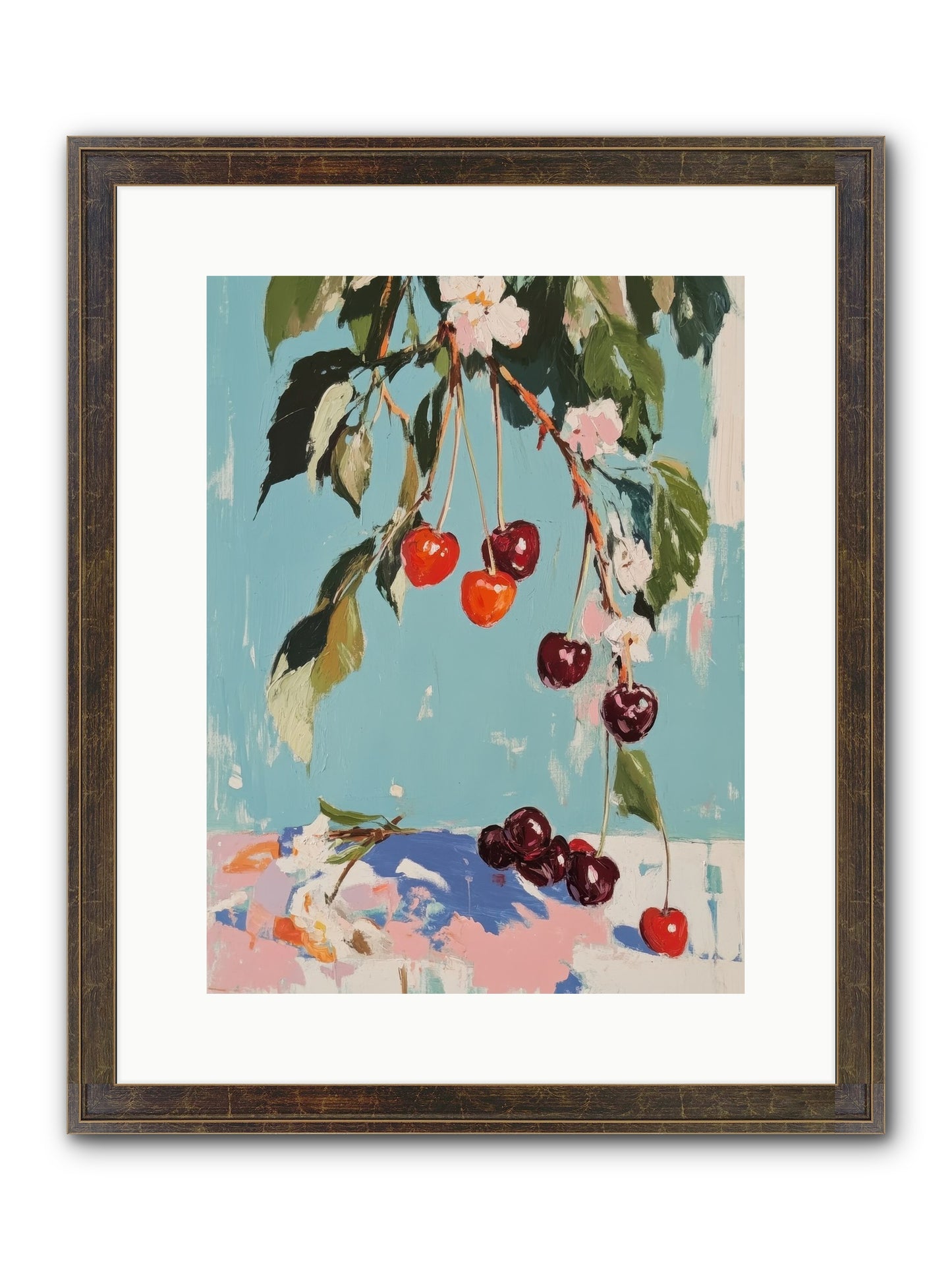 Cherry Jubilee Framed Print - Slimwoods Black/Gold 12x16
