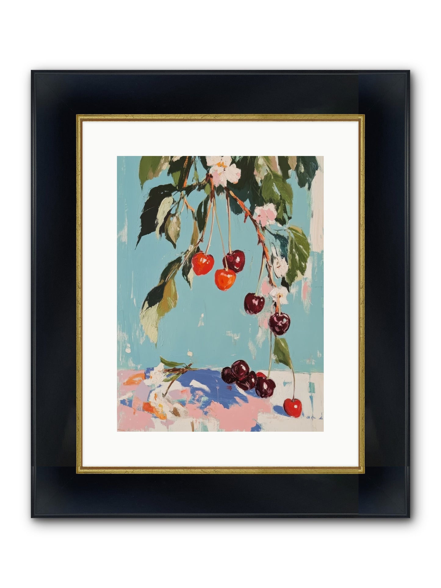 Cherry Jubilee Framed Print - Wide Black w/Gold 12x16