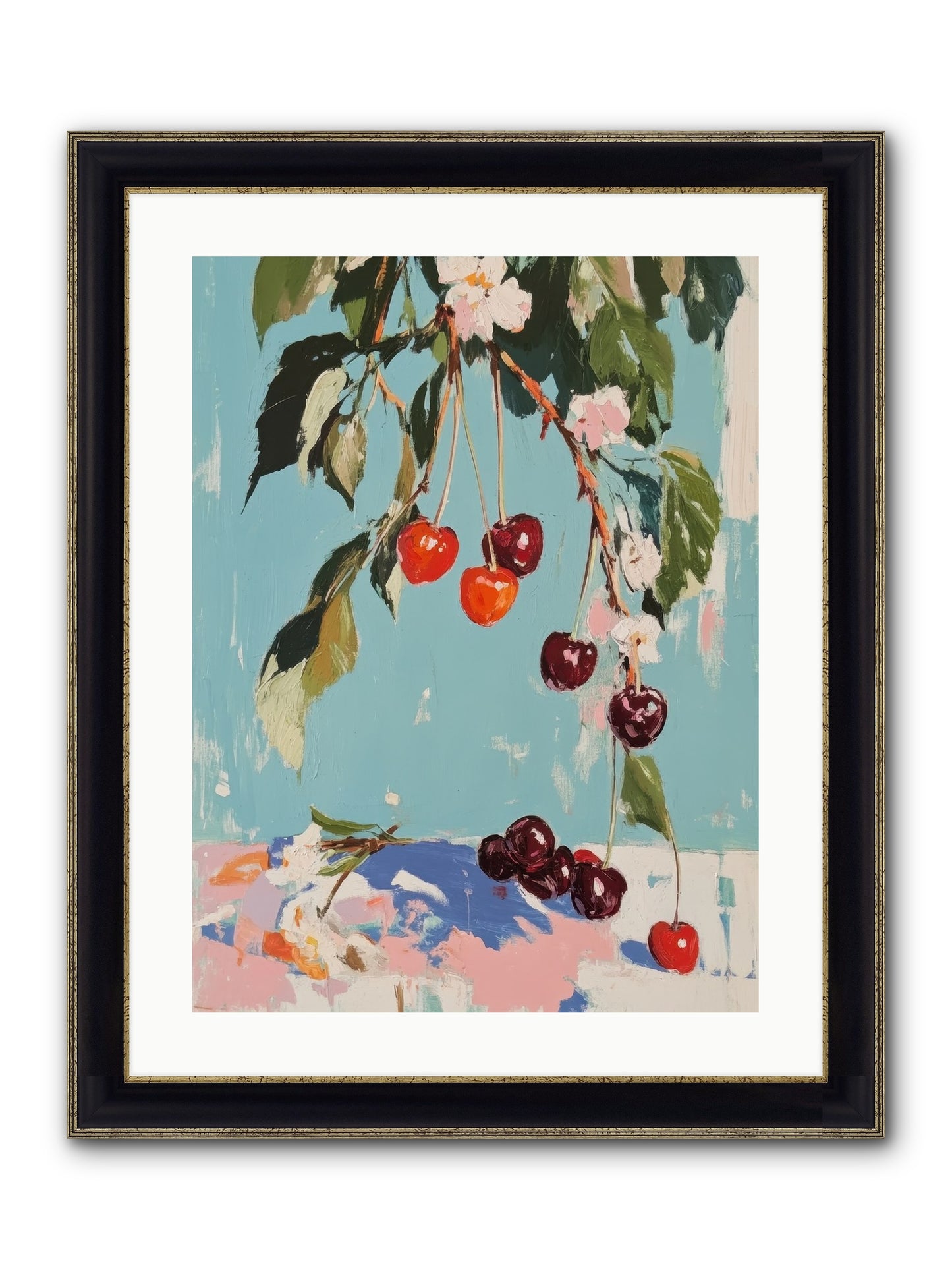 Cherry Jubilee Framed Print - Black & Gold 18x24
