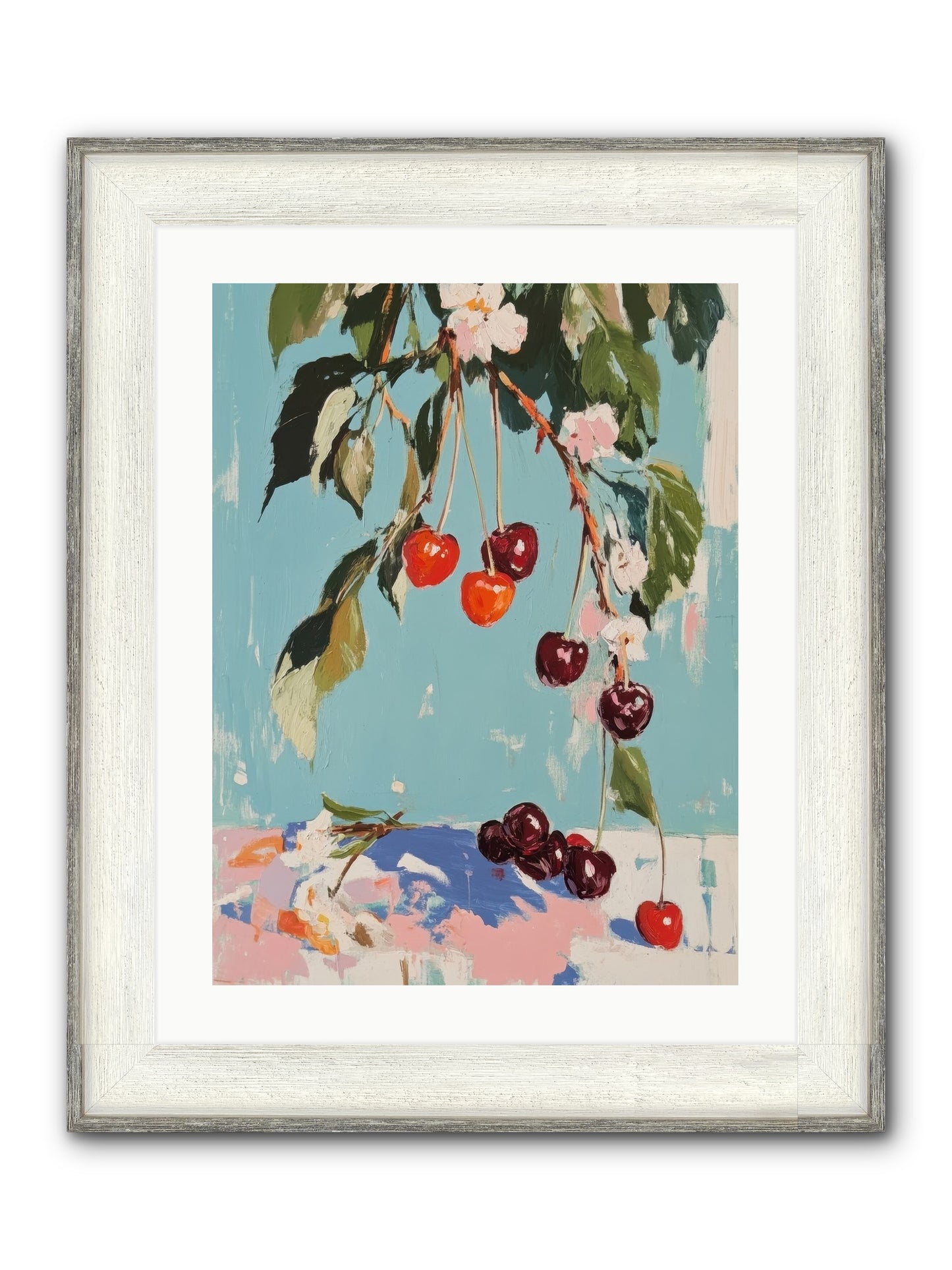 Cherry Jubilee Framed Print - Driftwood White 18x24