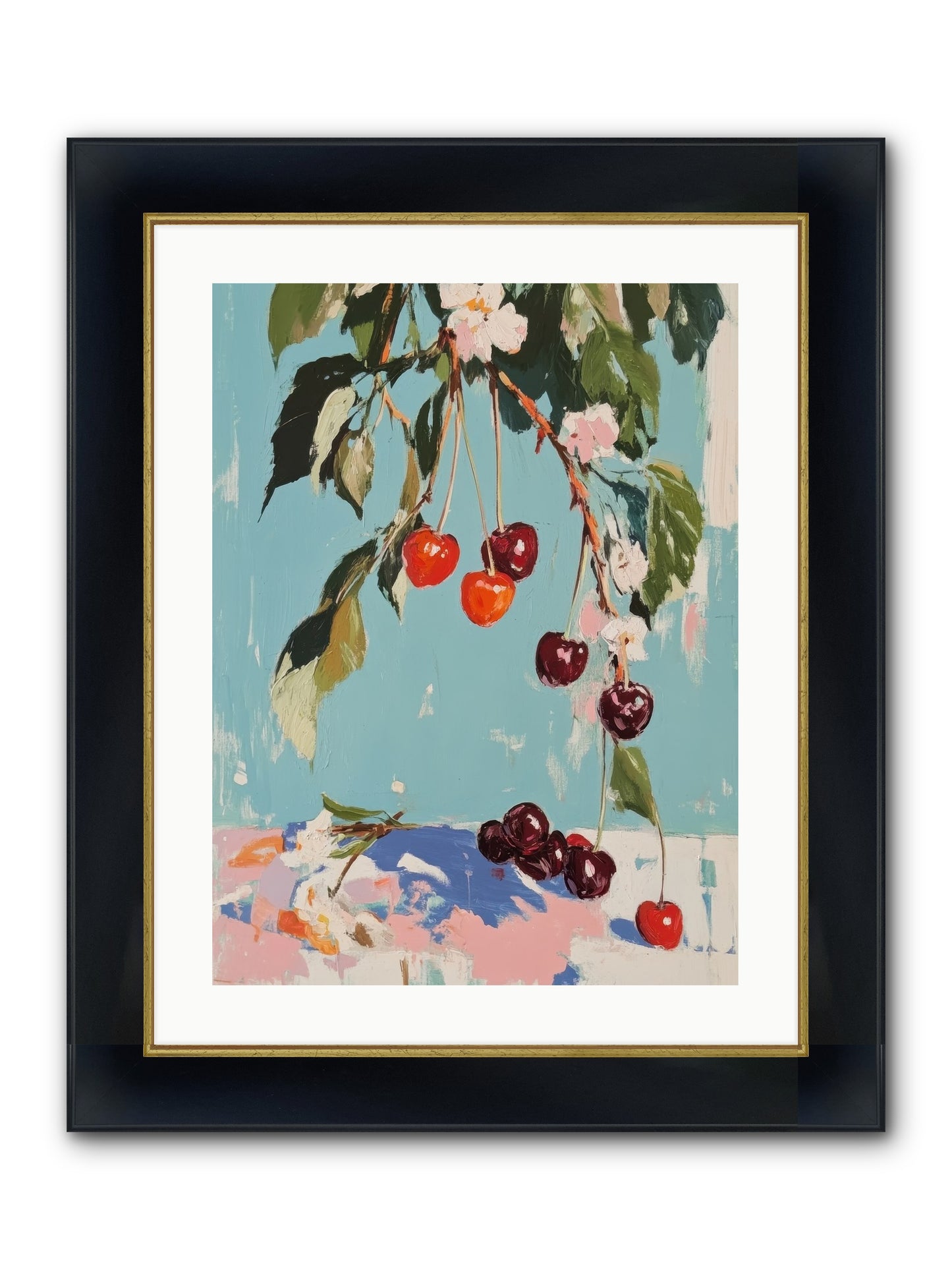 Cherry Jubilee Framed Print - Wide Black w/Gold 18x24