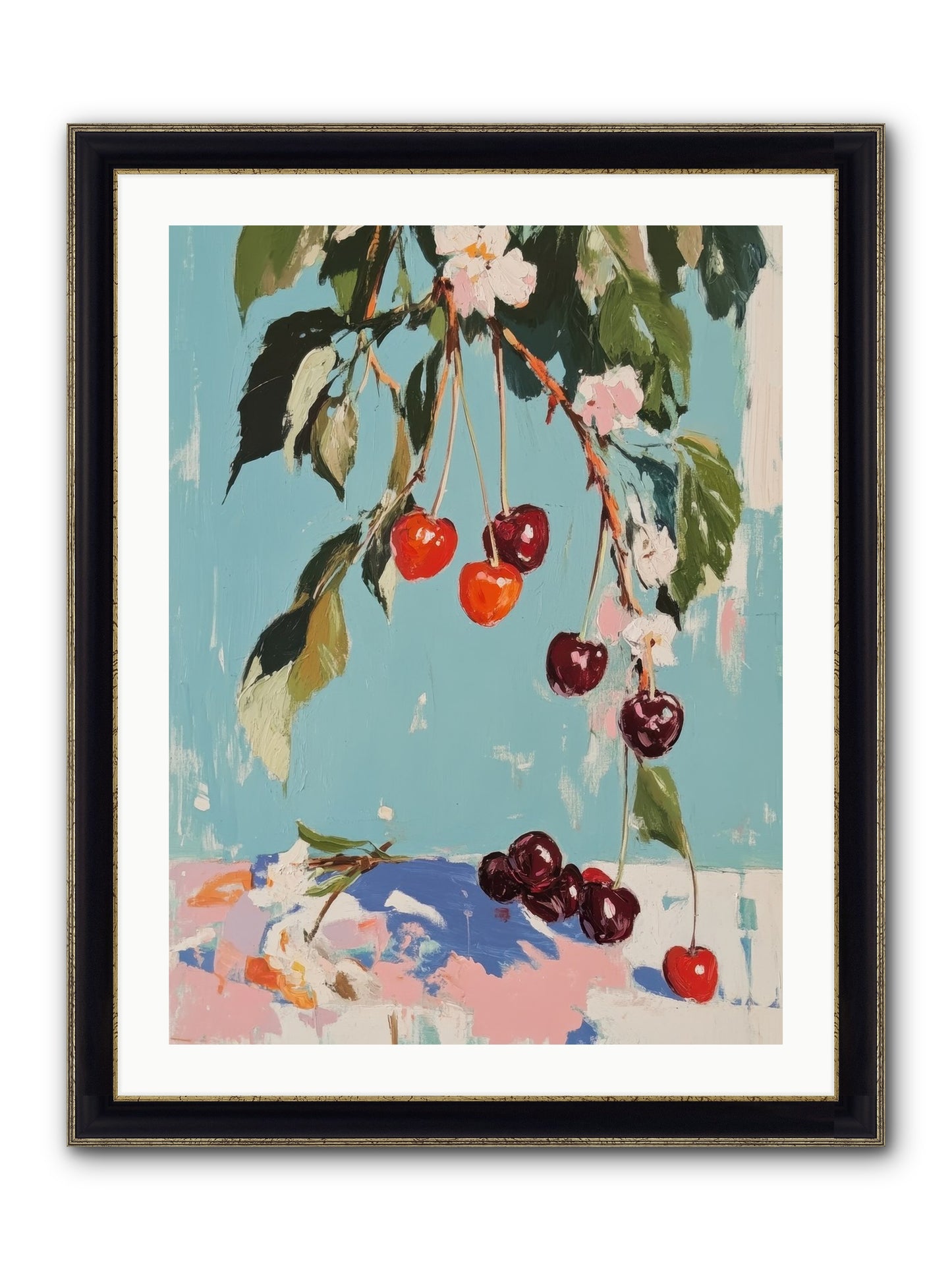 Cherry Jubilee Framed Print - Black & Gold 24x32
