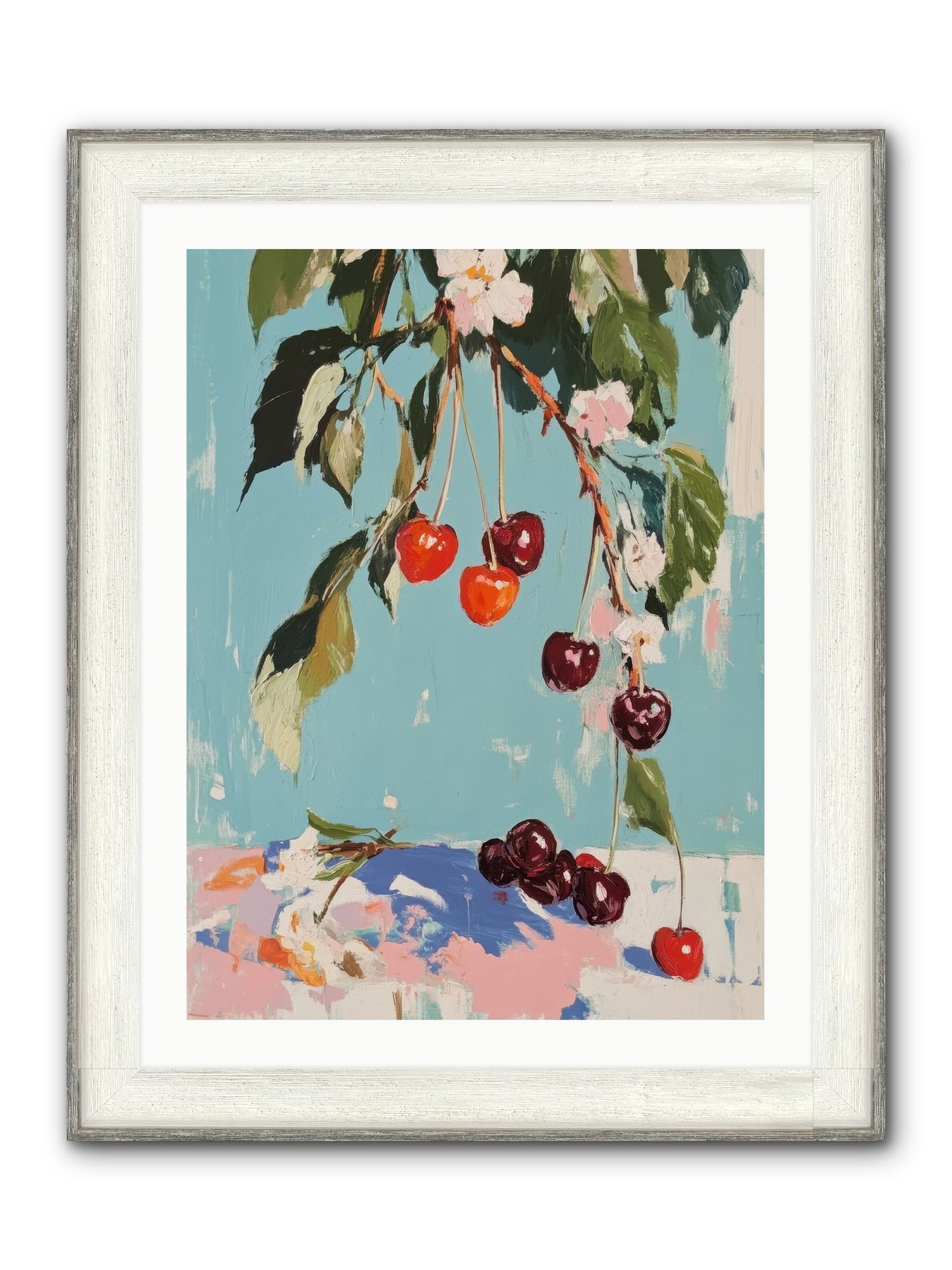 Cherry Jubilee Framed Print - Driftwood White 24x32