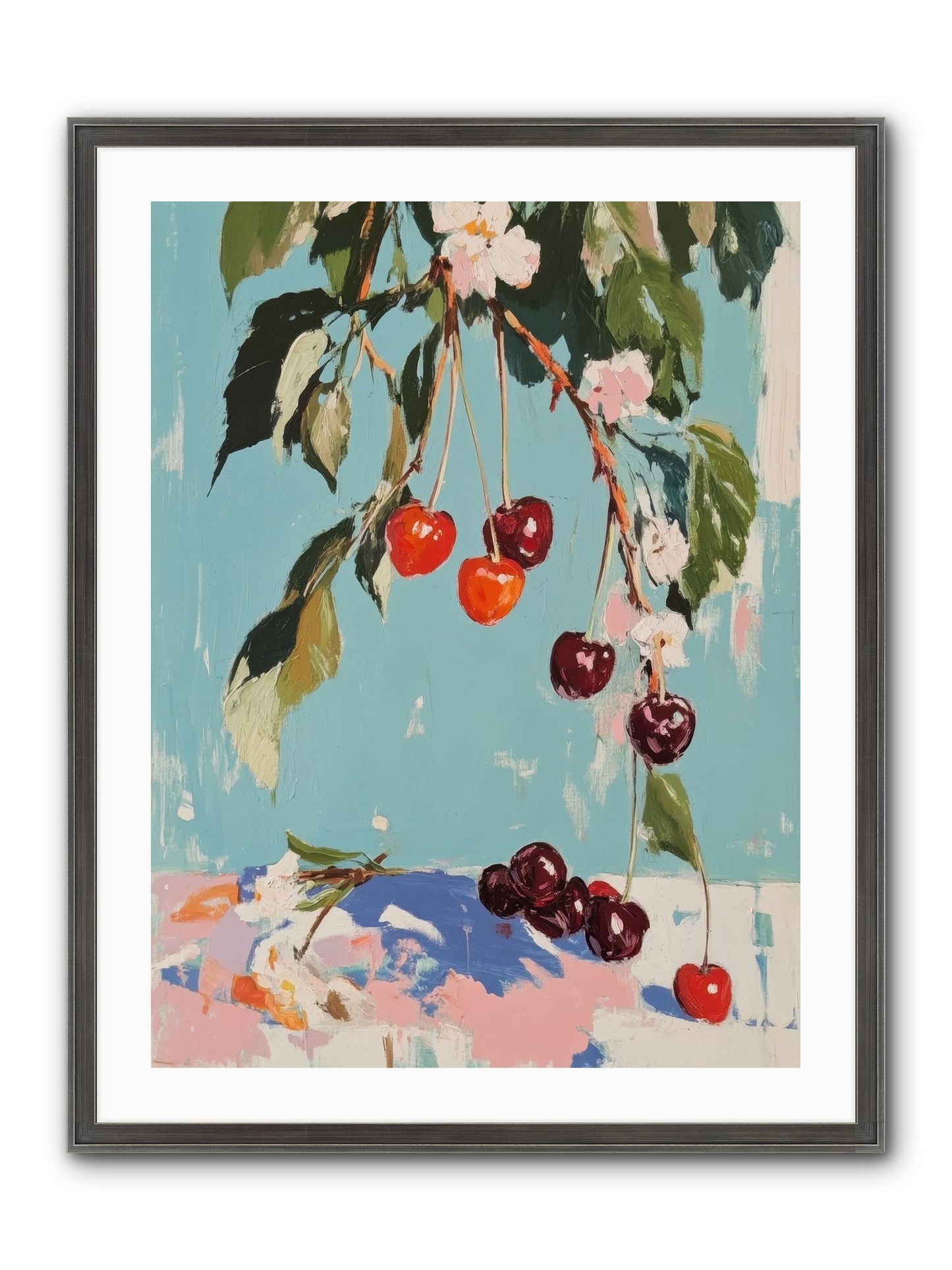 Cherry Jubilee Framed Print - Slimwoods Black/Silver 24x32