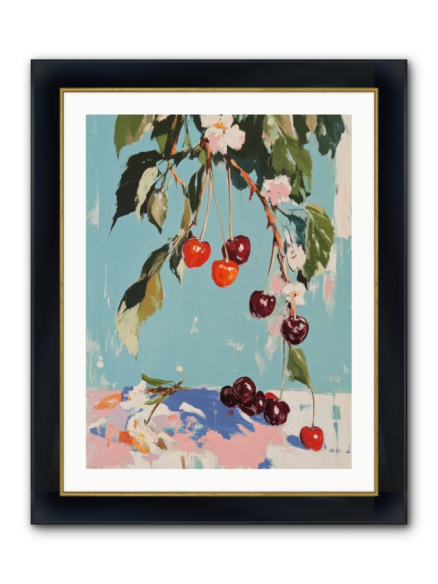 Cherry Jubilee Framed Print - Wide Black w/Gold 24x32