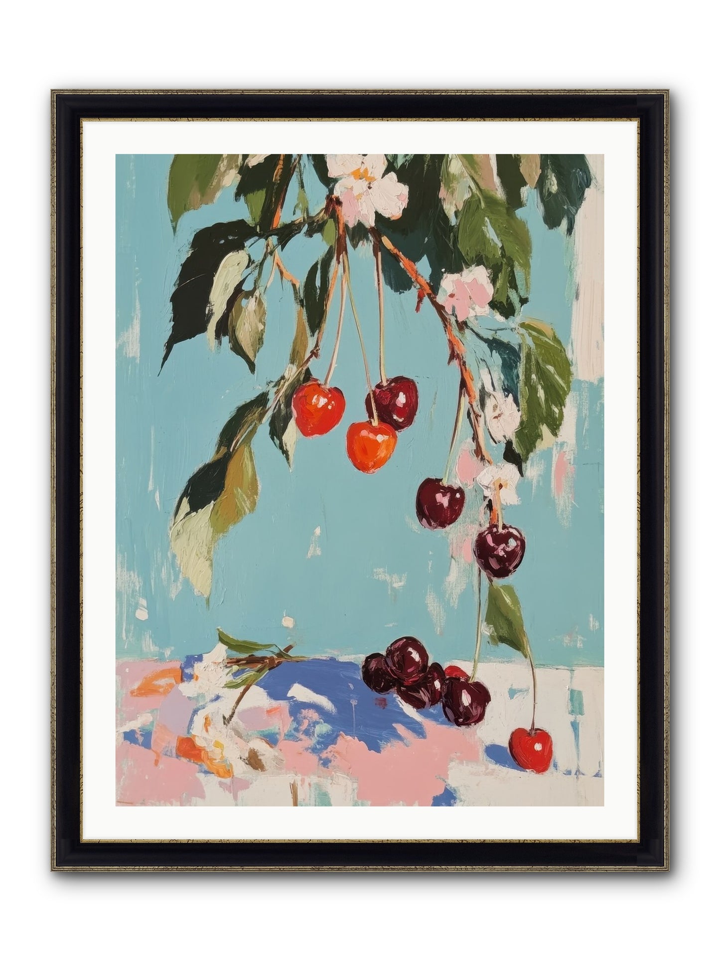 Cherry Jubilee Framed Print - Black & Gold 30x40