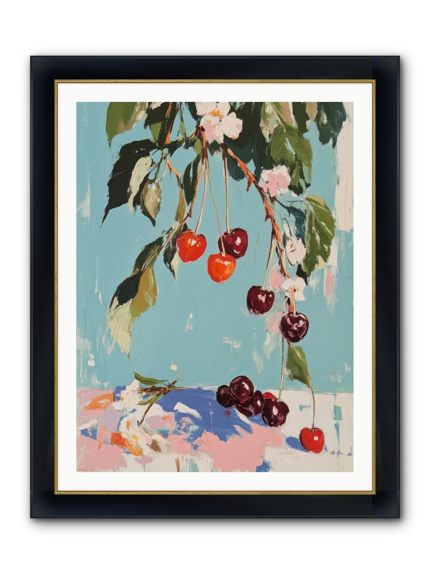 Cherry Jubilee Framed Print - Wide Black w/Gold 30x40