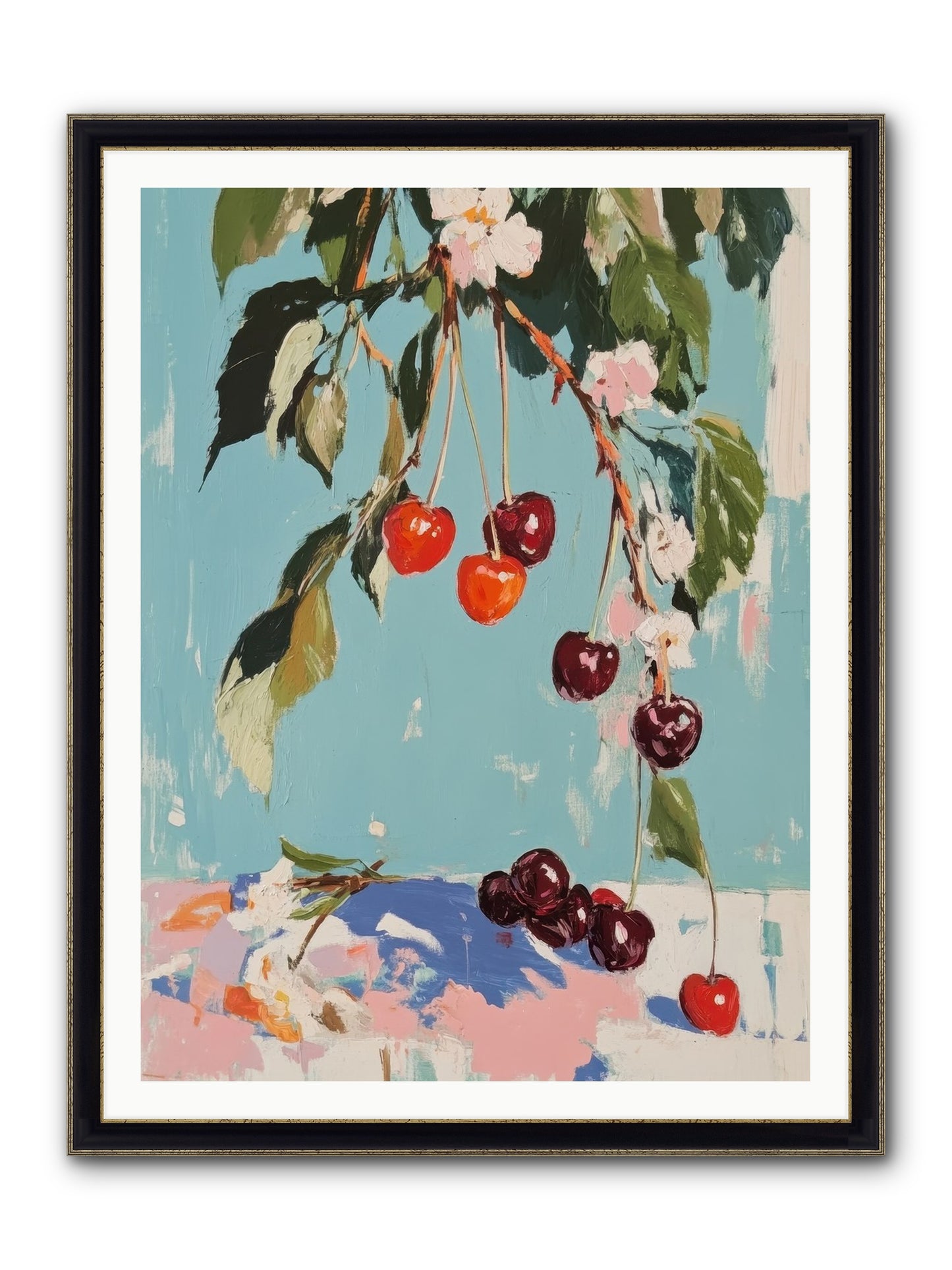 Cherry Jubilee Framed Print - Black & Gold 36x48