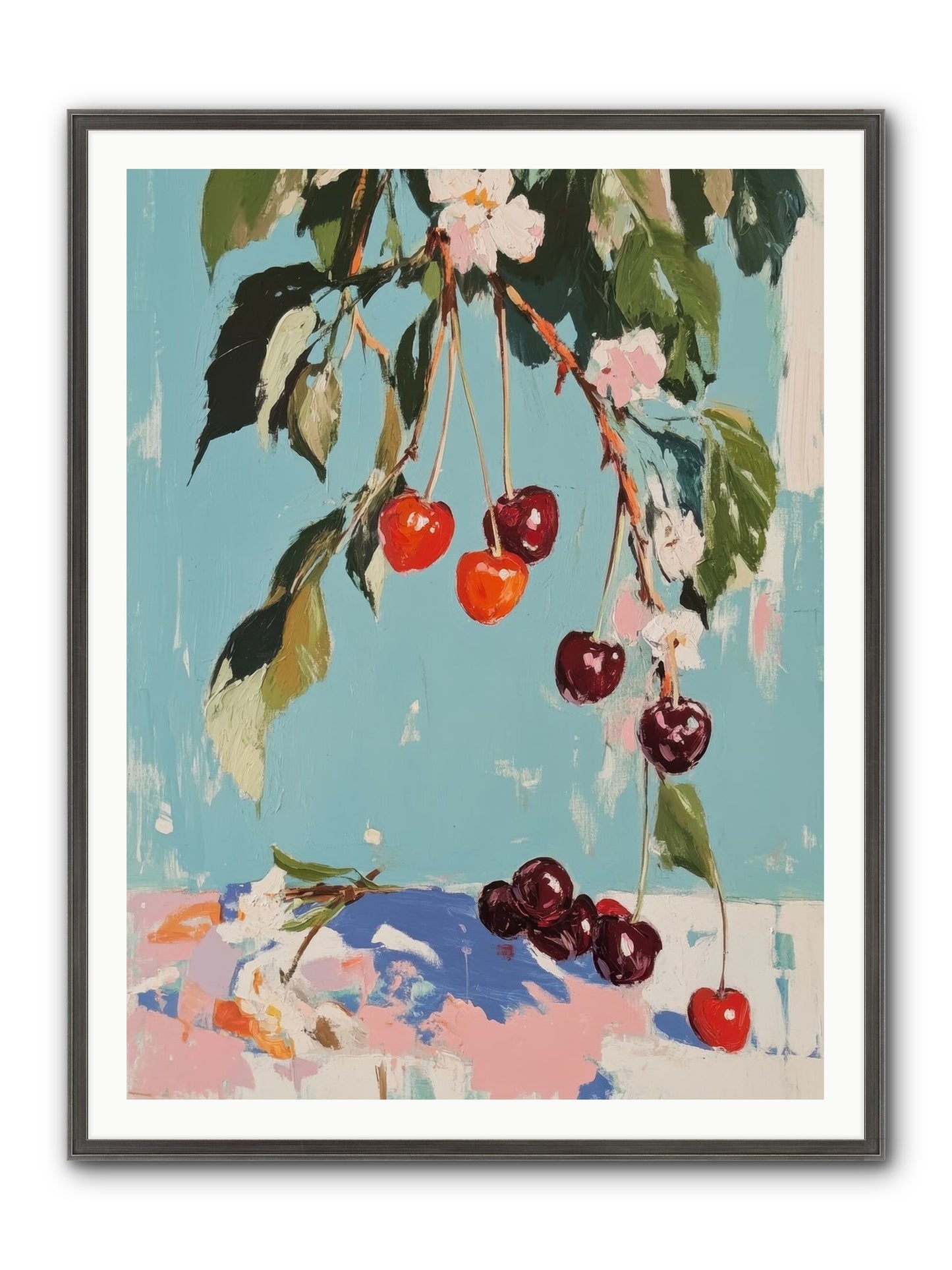 Cherry Jubilee Framed Print - Slimwoods Black/Silver 36x48