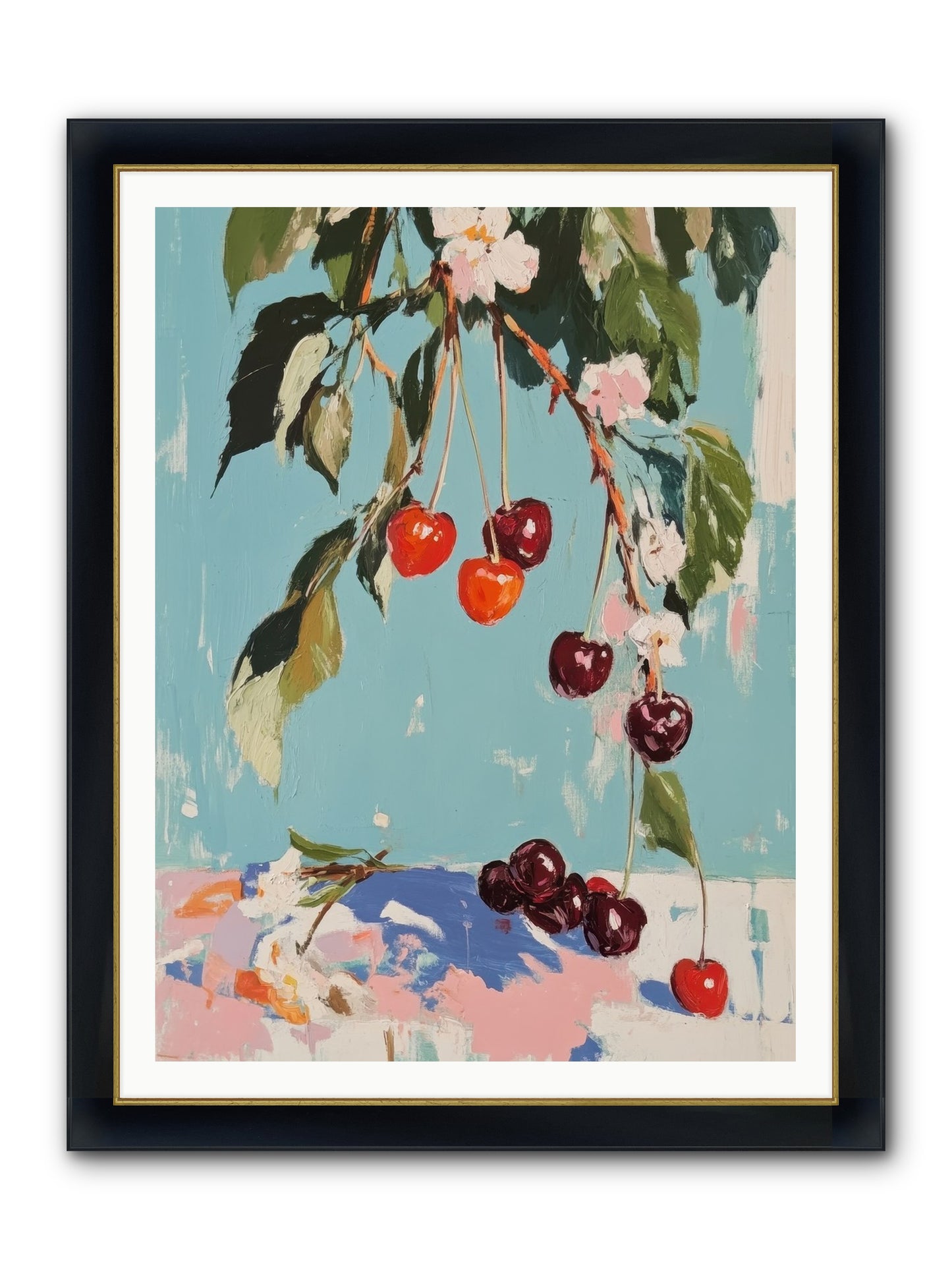 Cherry Jubilee Framed Print - Wide Black w/Gold 36x48