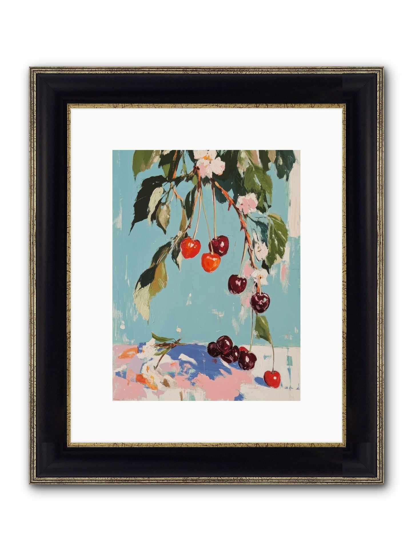 Cherry Jubilee Framed Print - Black & Gold 9x12