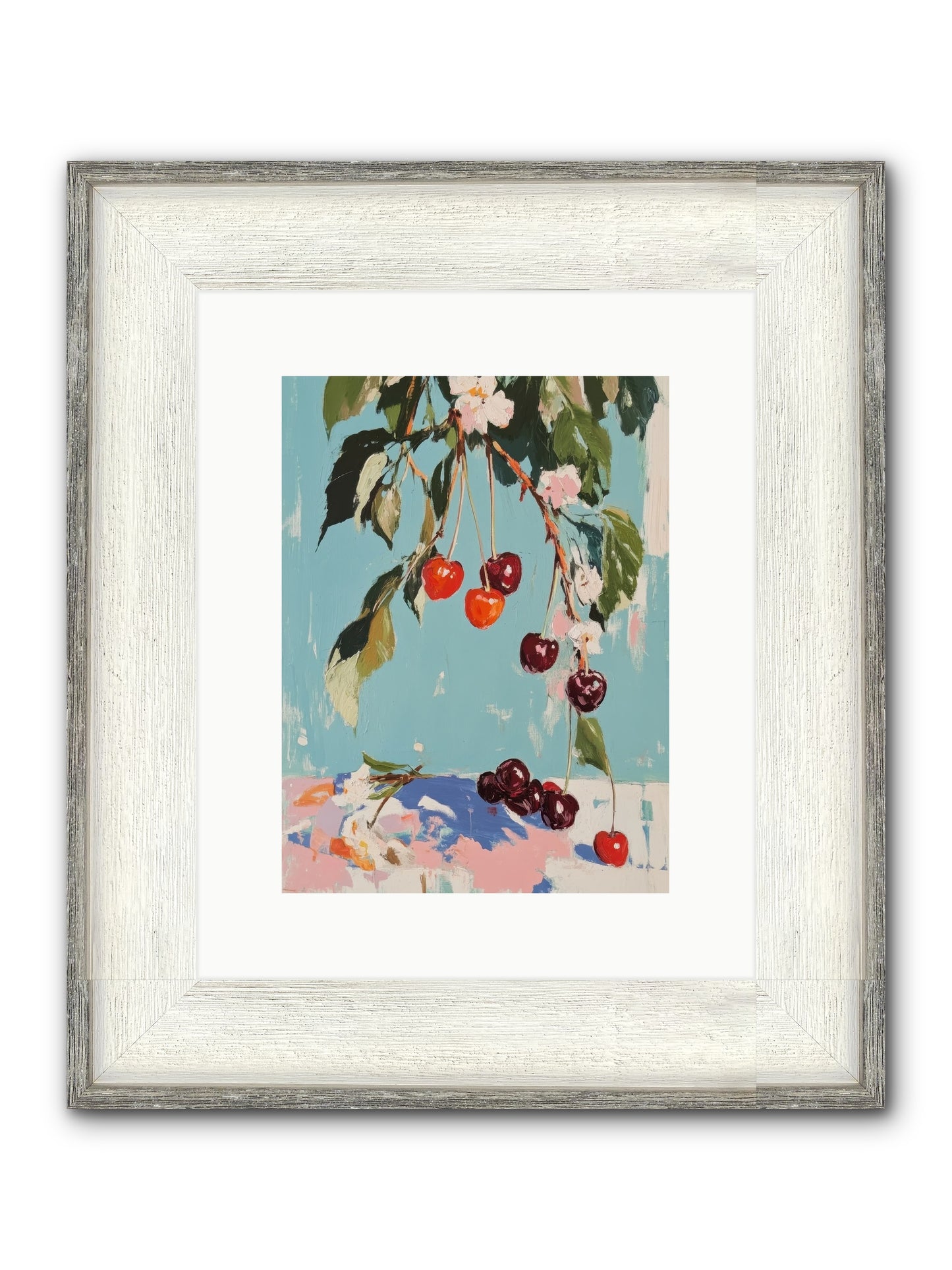 Cherry Jubilee Framed Print - Driftwood White 9x12