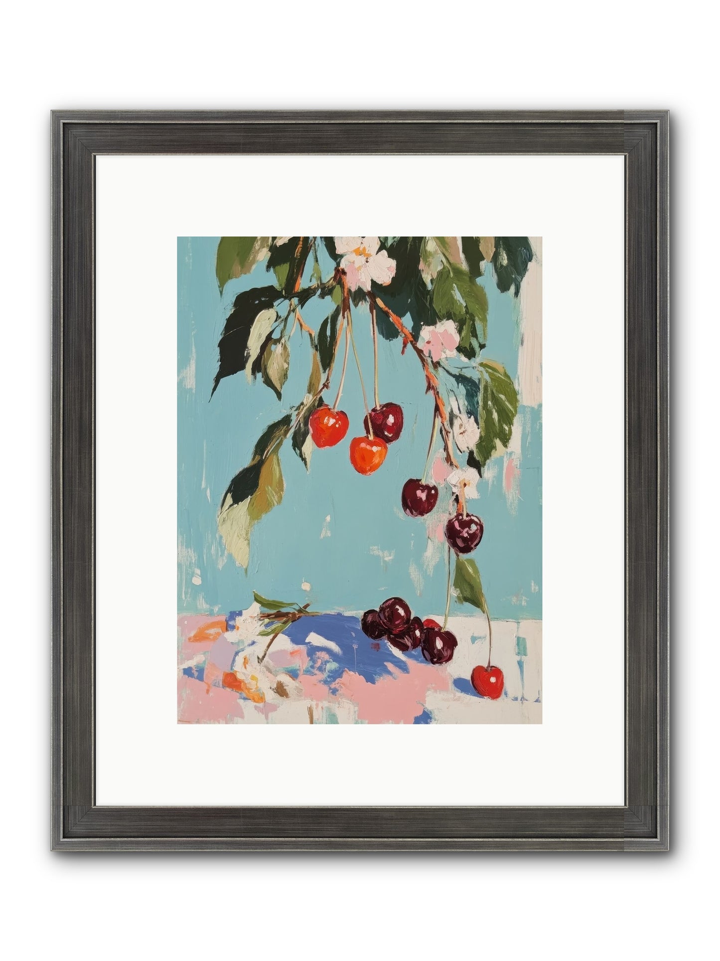 Cherry Jubilee Framed Print - Slimwoods Black/Silver 9x12