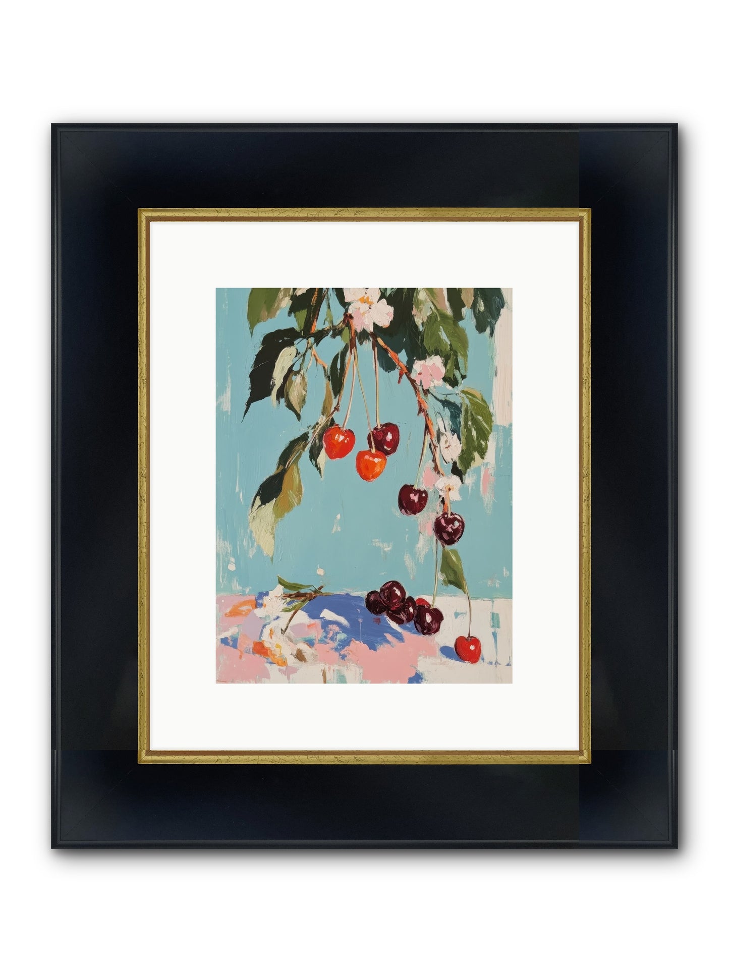 Cherry Jubilee Framed Print - Wide Black w/Gold 9x12