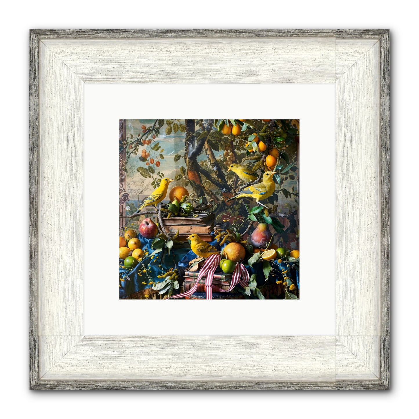 Citrine Feathered Sonnets Framed Print - Driftwood White 10x10