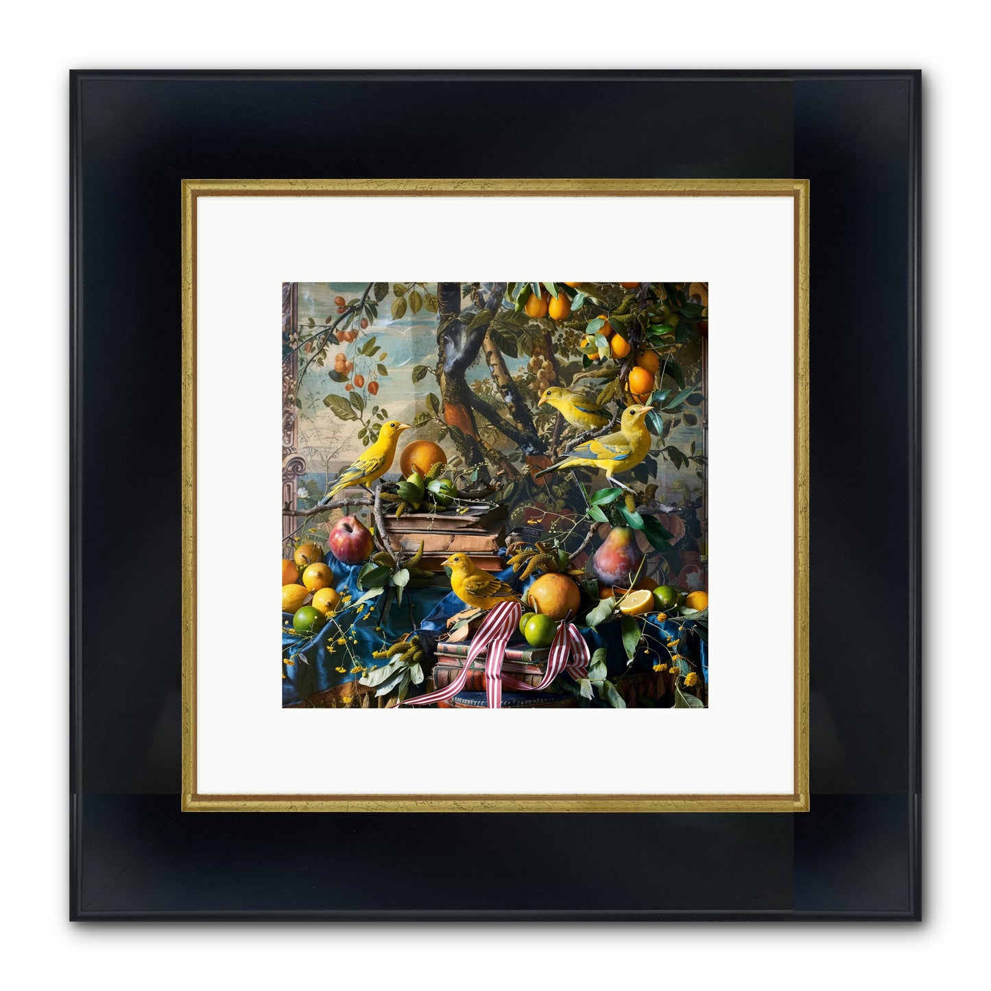 Citrine Feathered Sonnets Framed Print - Wide Black w/Gold 10x10