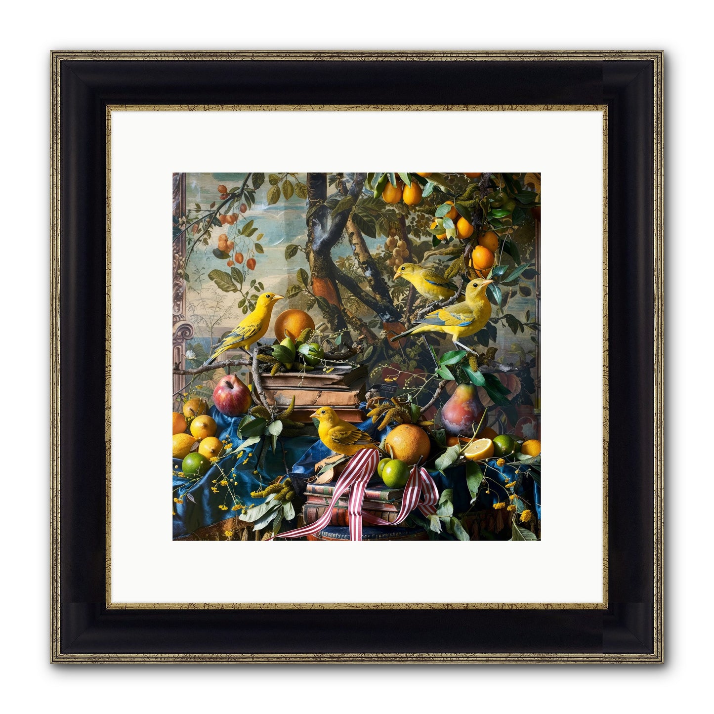 Citrine Feathered Sonnets Framed Print - Black & Gold 12x12