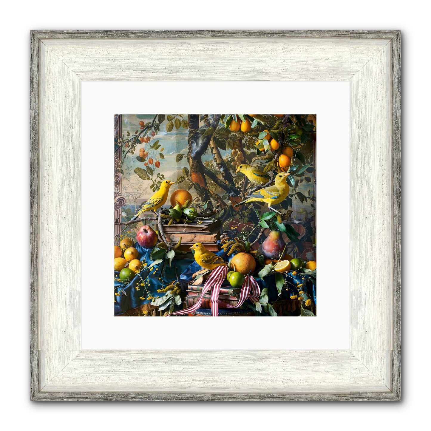 Citrine Feathered Sonnets Framed Print - Driftwood White 12x12