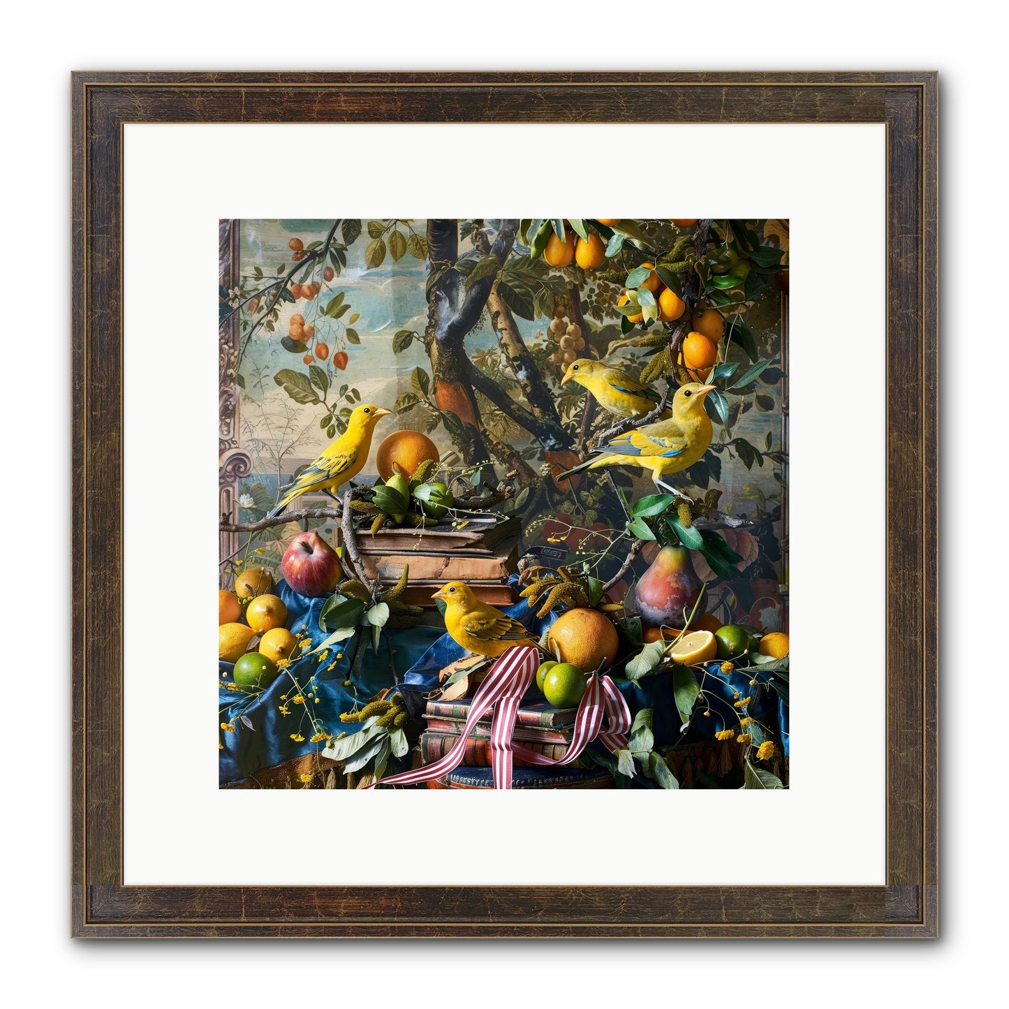 Citrine Feathered Sonnets Framed Print - Slimwoods Black/Gold 12x12