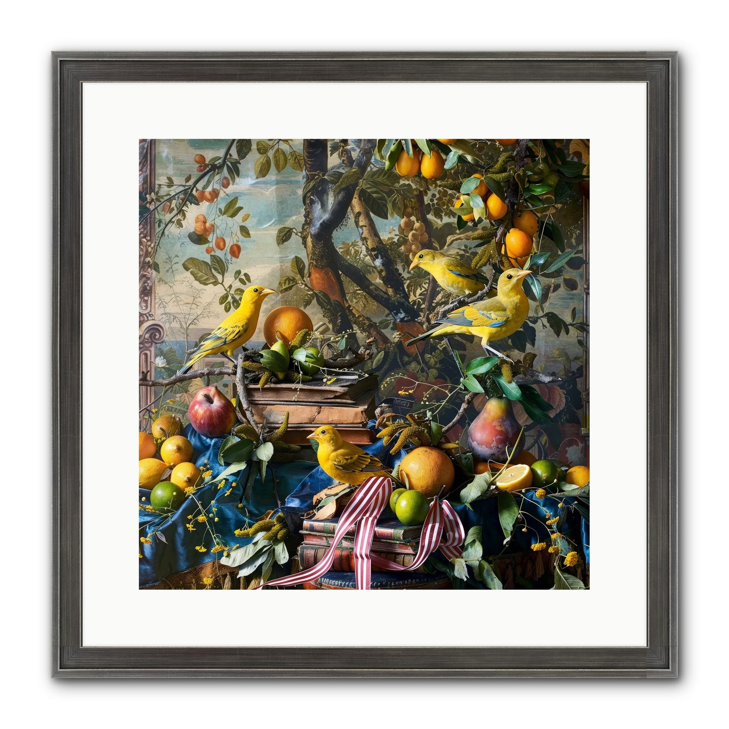 Citrine Feathered Sonnets Framed Print - Slimwoods Black/Silver 16x16