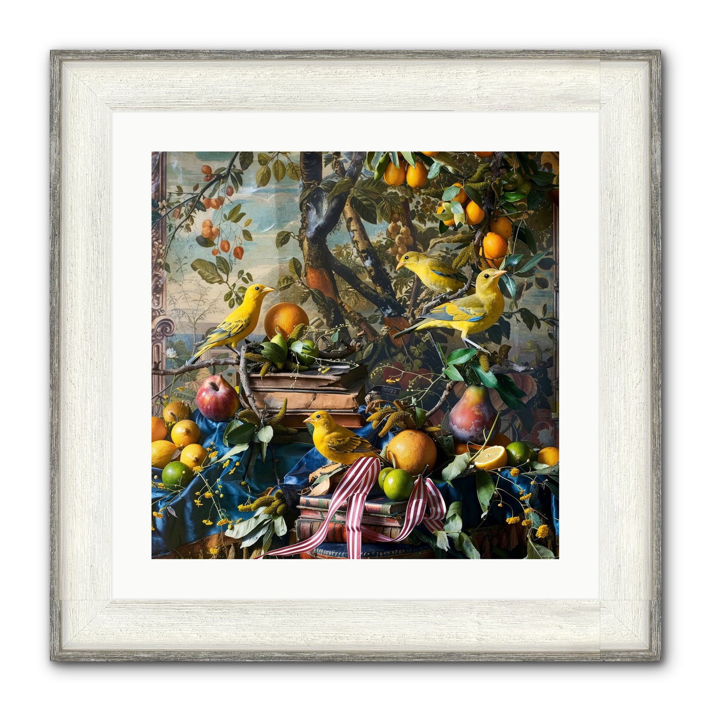 Citrine Feathered Sonnets Framed Print - Driftwood White 20x20