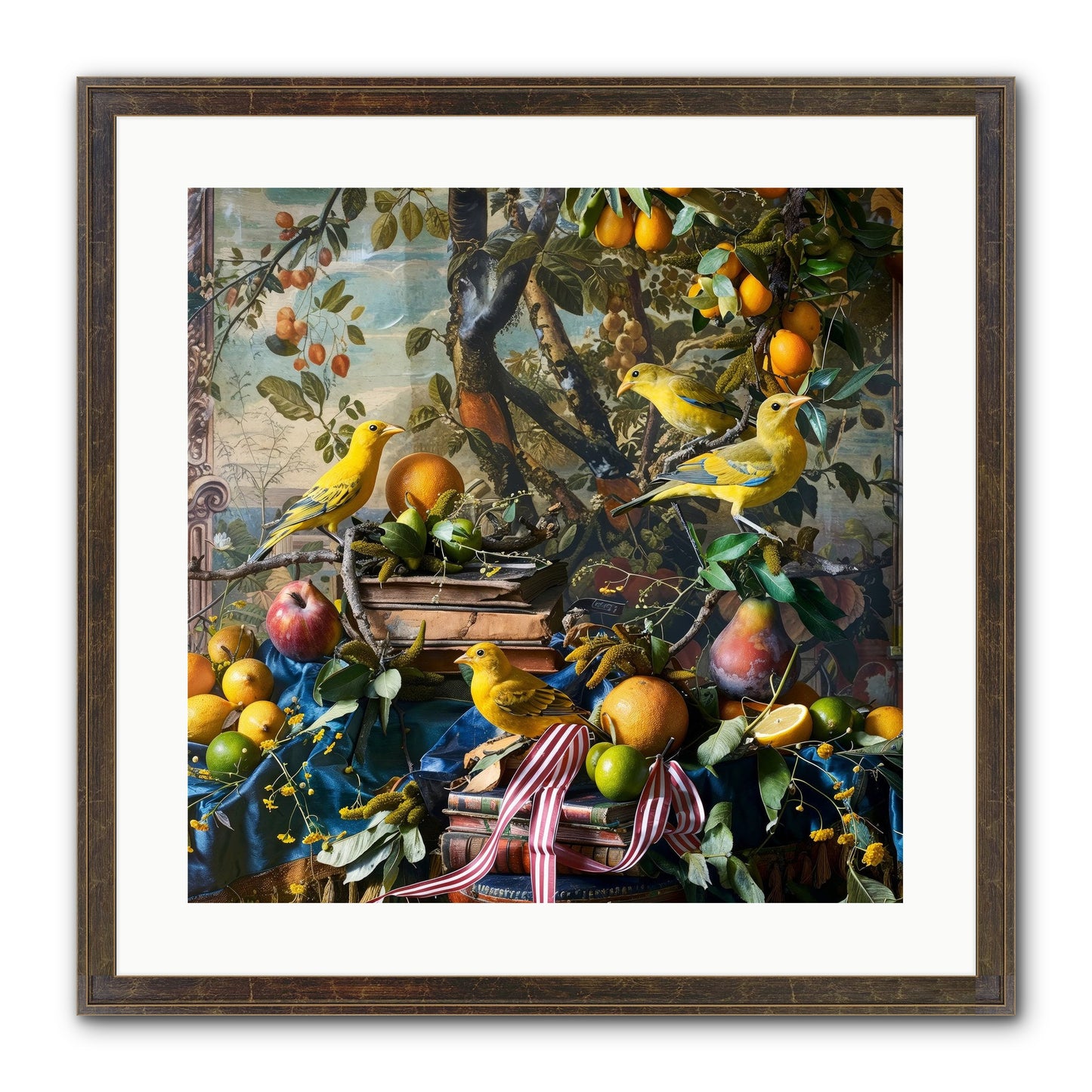Citrine Feathered Sonnets Framed Print - Slimwoods Black/Gold 20x20