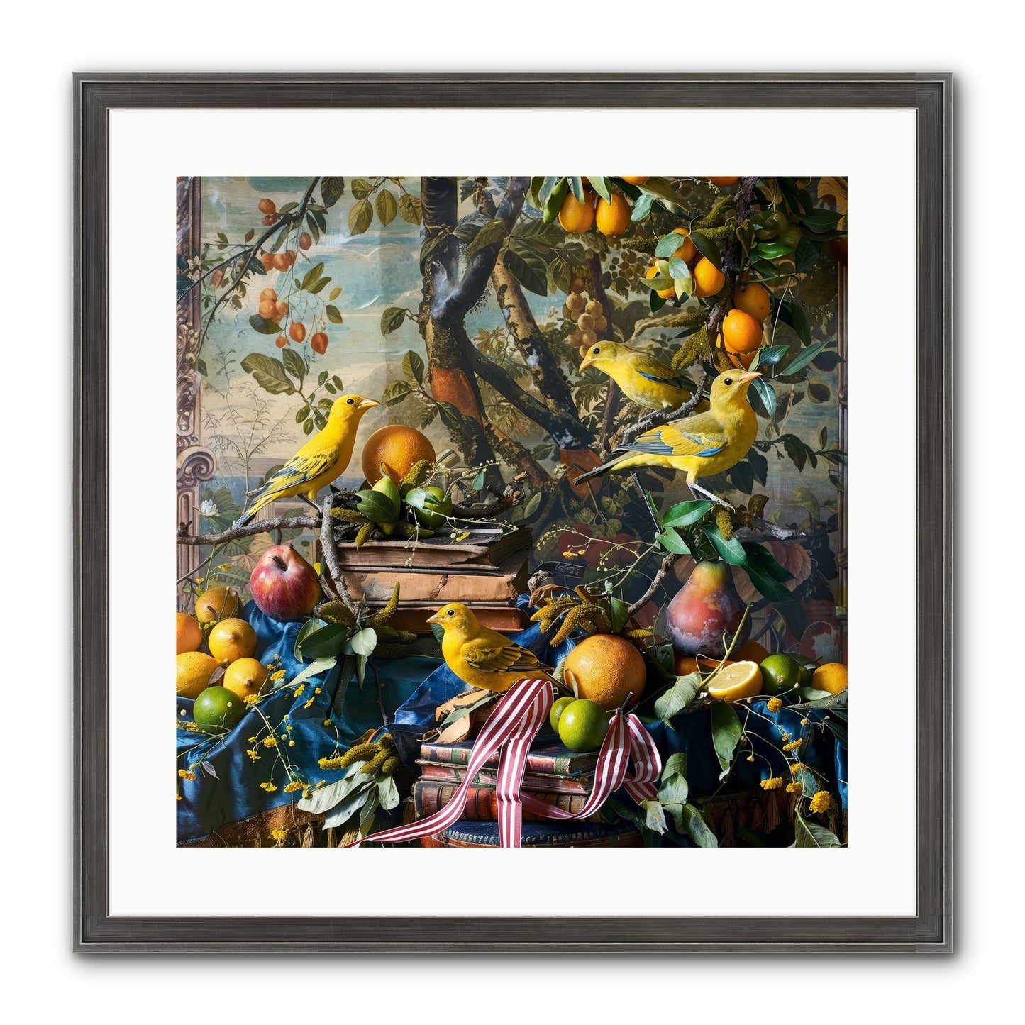 Citrine Feathered Sonnets Framed Print - Slimwoods Black/Silver 20x20