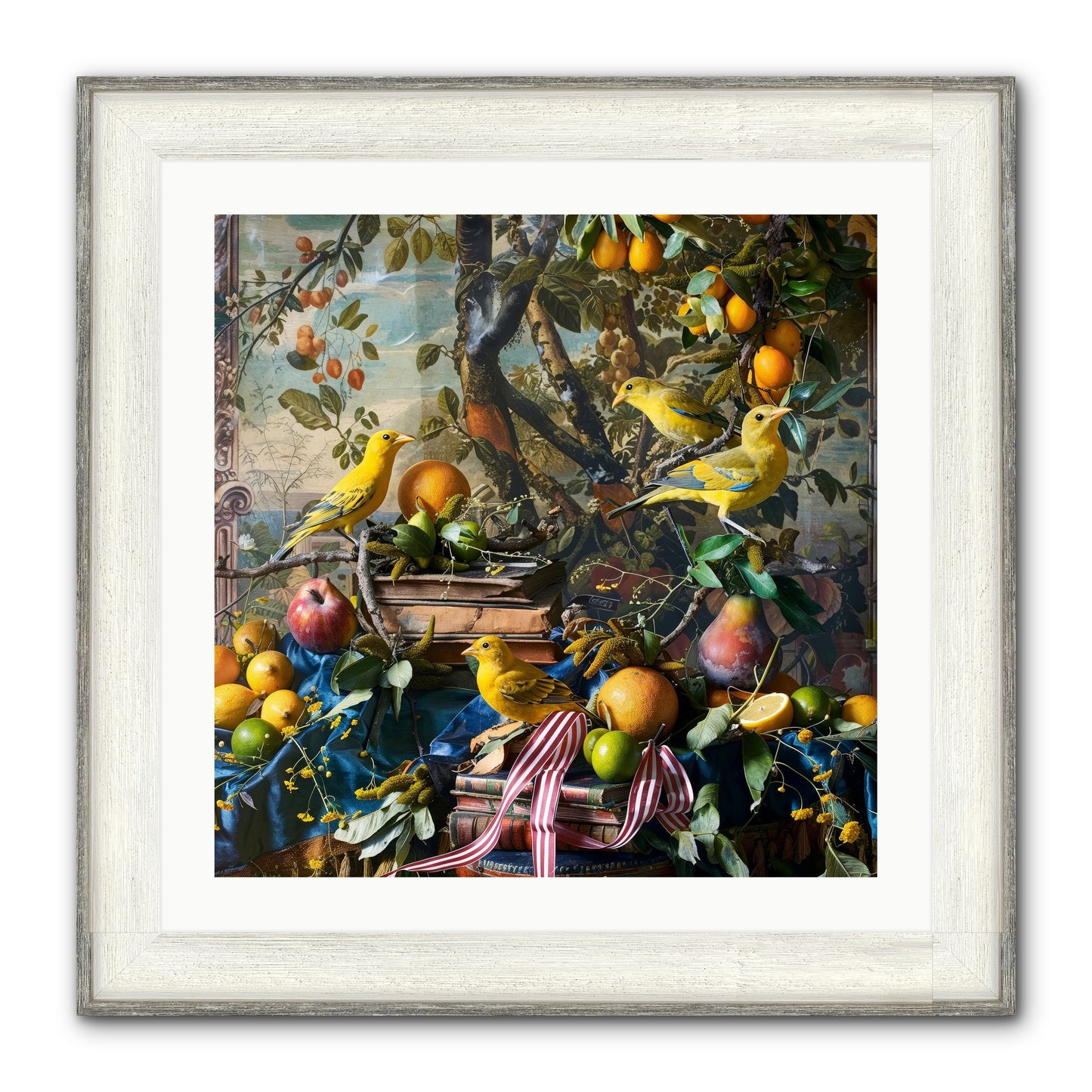 Citrine Feathered Sonnets Framed Print - Driftwood White 24x24