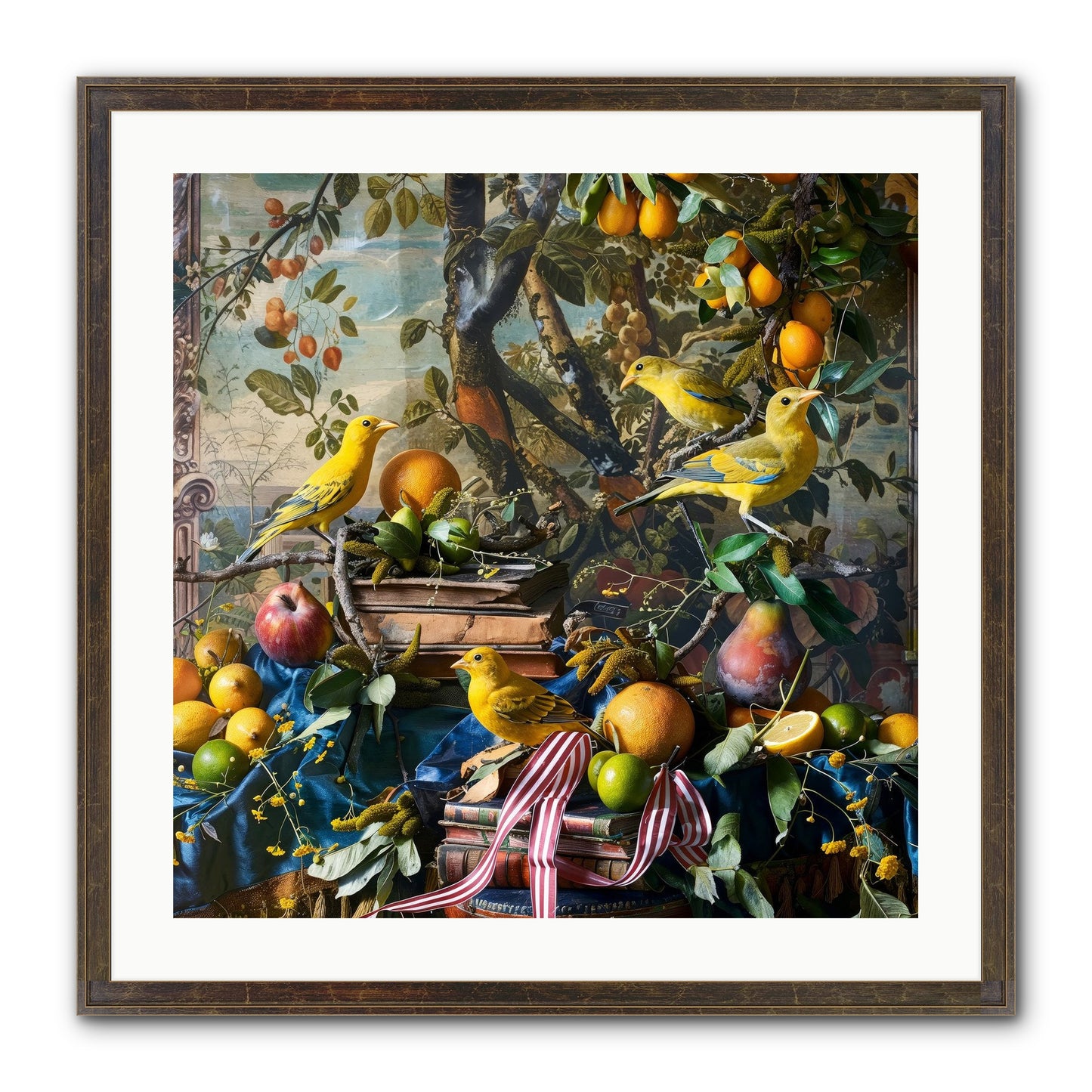 Citrine Feathered Sonnets Framed Print - Slimwoods Black/Gold 24x24