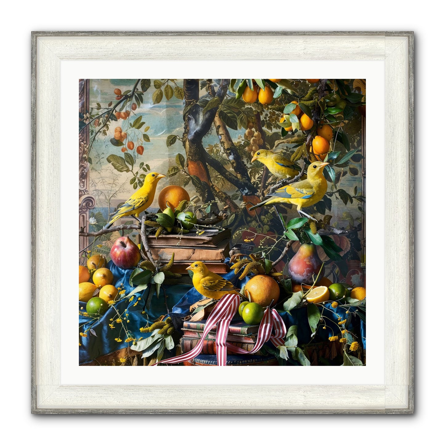Citrine Feathered Sonnets Framed Print - Driftwood White 30x30