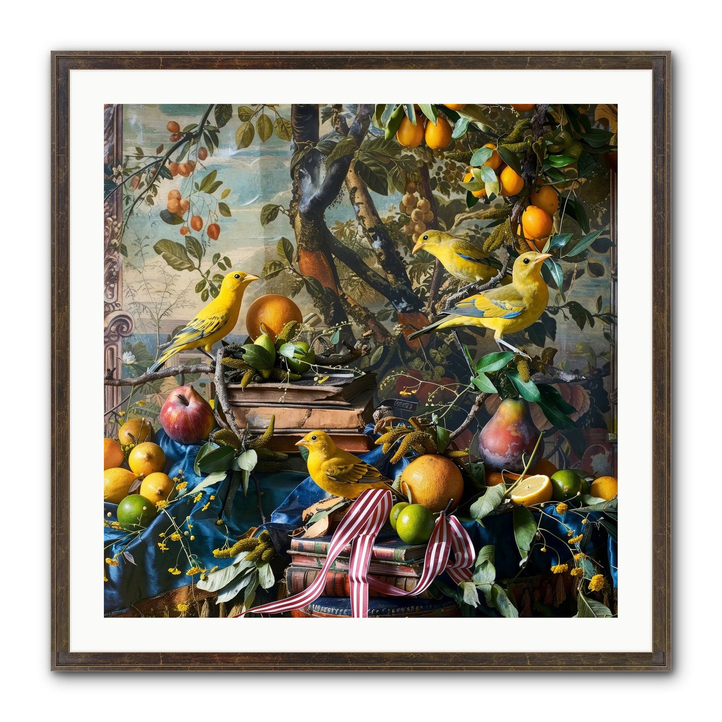 Citrine Feathered Sonnets Framed Print - Slimwoods Black/Gold 30x30