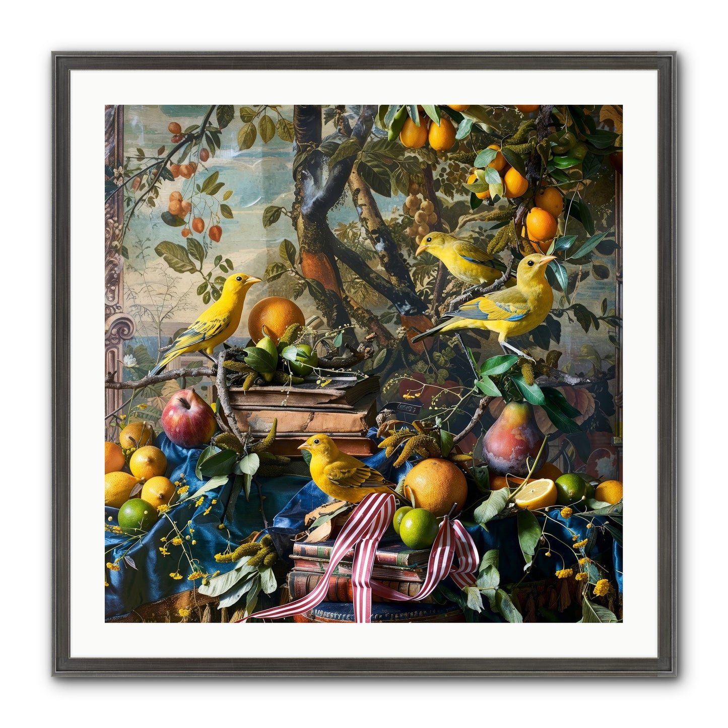 Citrine Feathered Sonnets Framed Print - Slimwoods Black/Silver 30x30