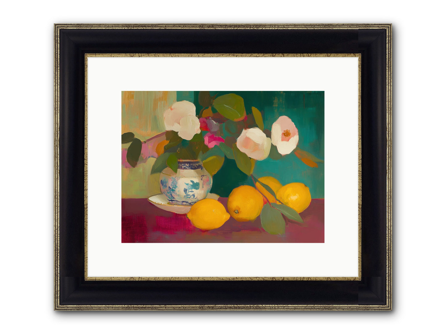 Citrine Treasures Framed Print - Black & Gold 12x9