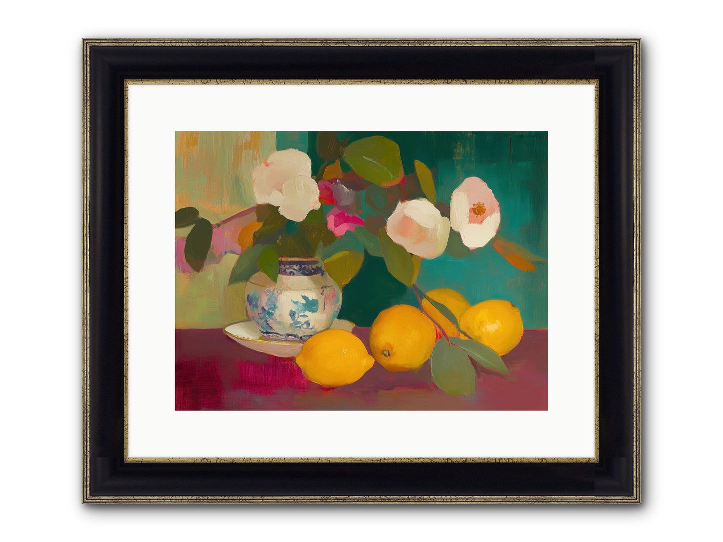 Citrine Treasures Framed Print - Black & Gold 16x12